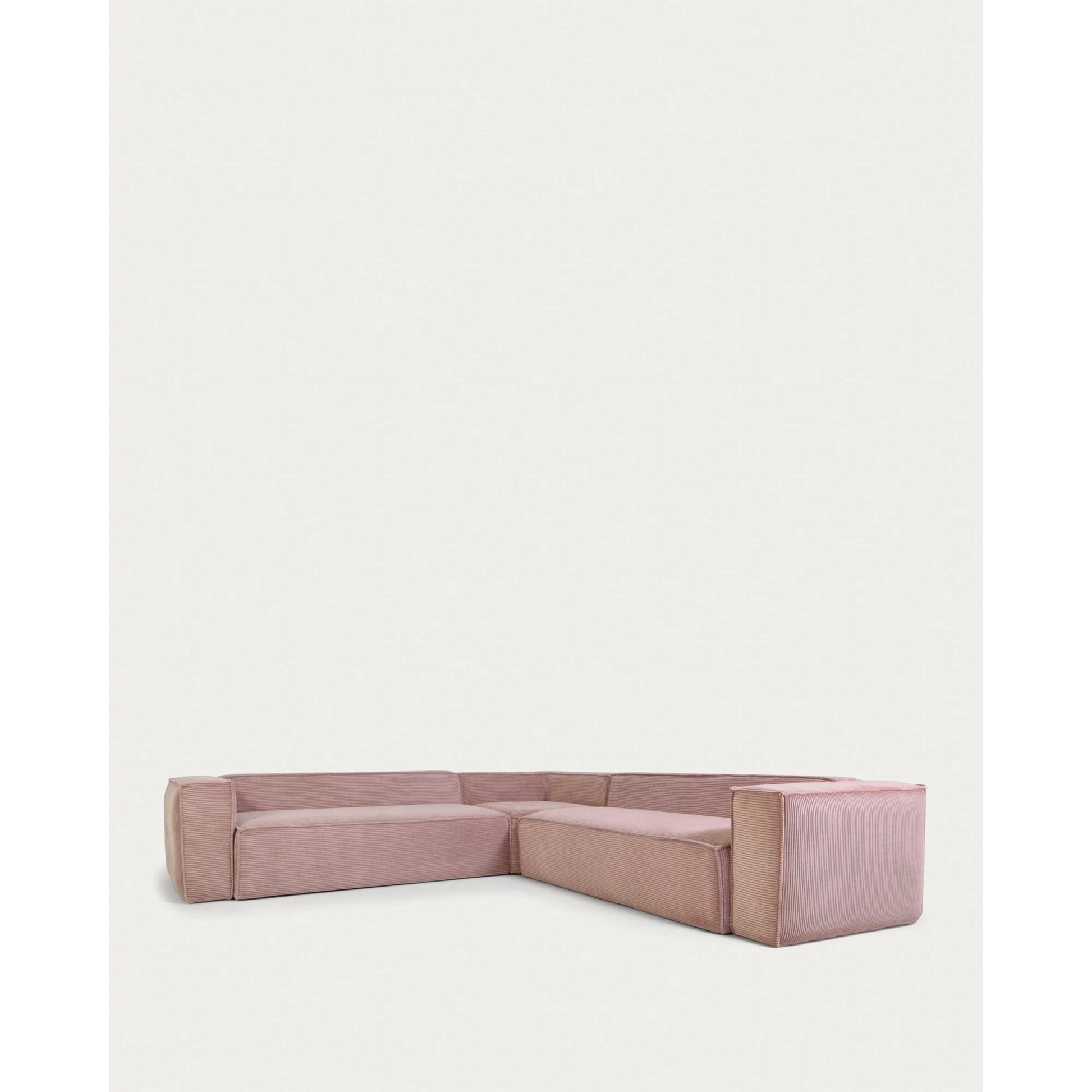 Kave Home Blok 6-Seat Corner Sofa, Corduroy, Pink
