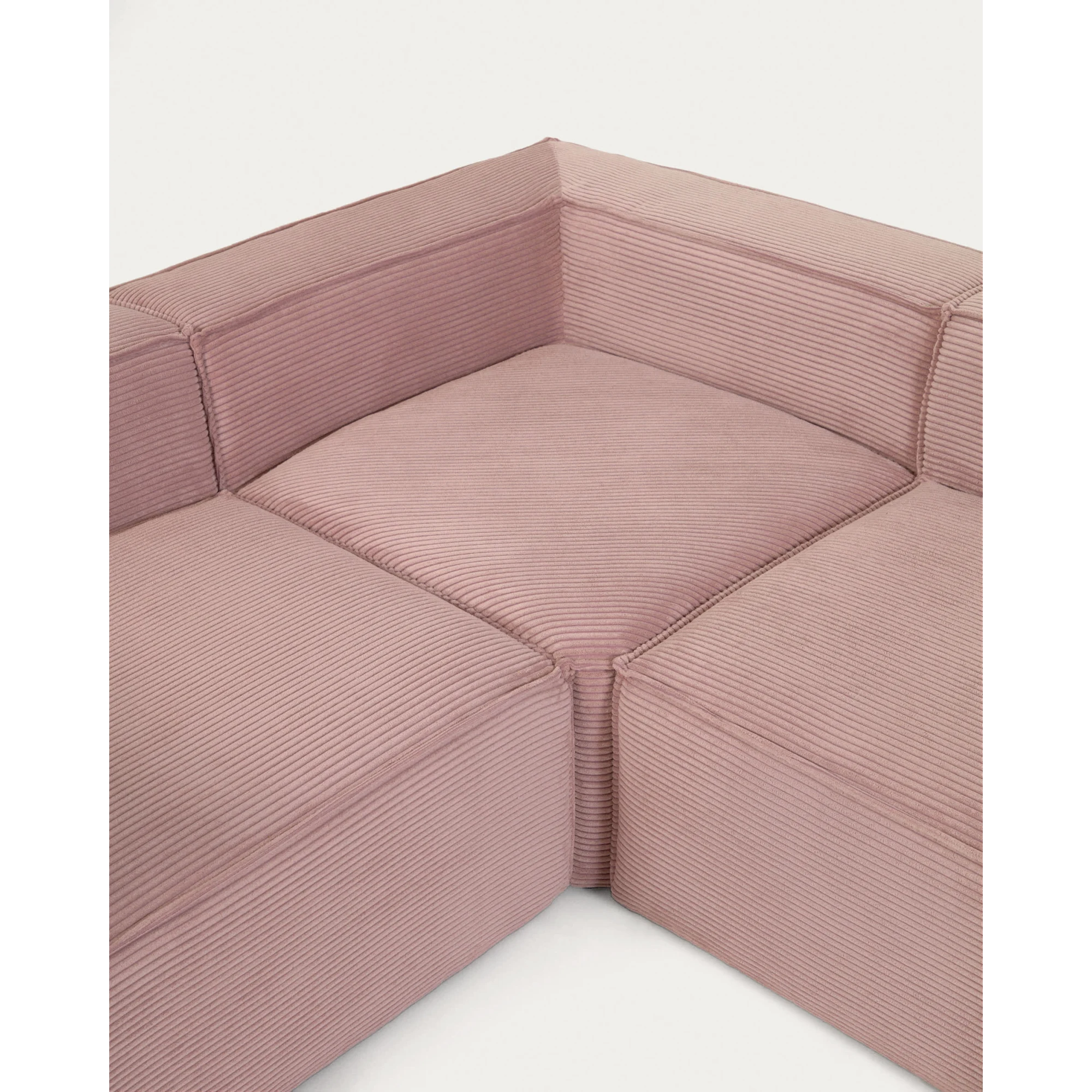 Kave Home Blok 6-Seat Corner Sofa, Corduroy, Pink