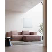 Kave Home Blok 2-Seat Modular Sofa with Right Chaise, Corduroy, Pink