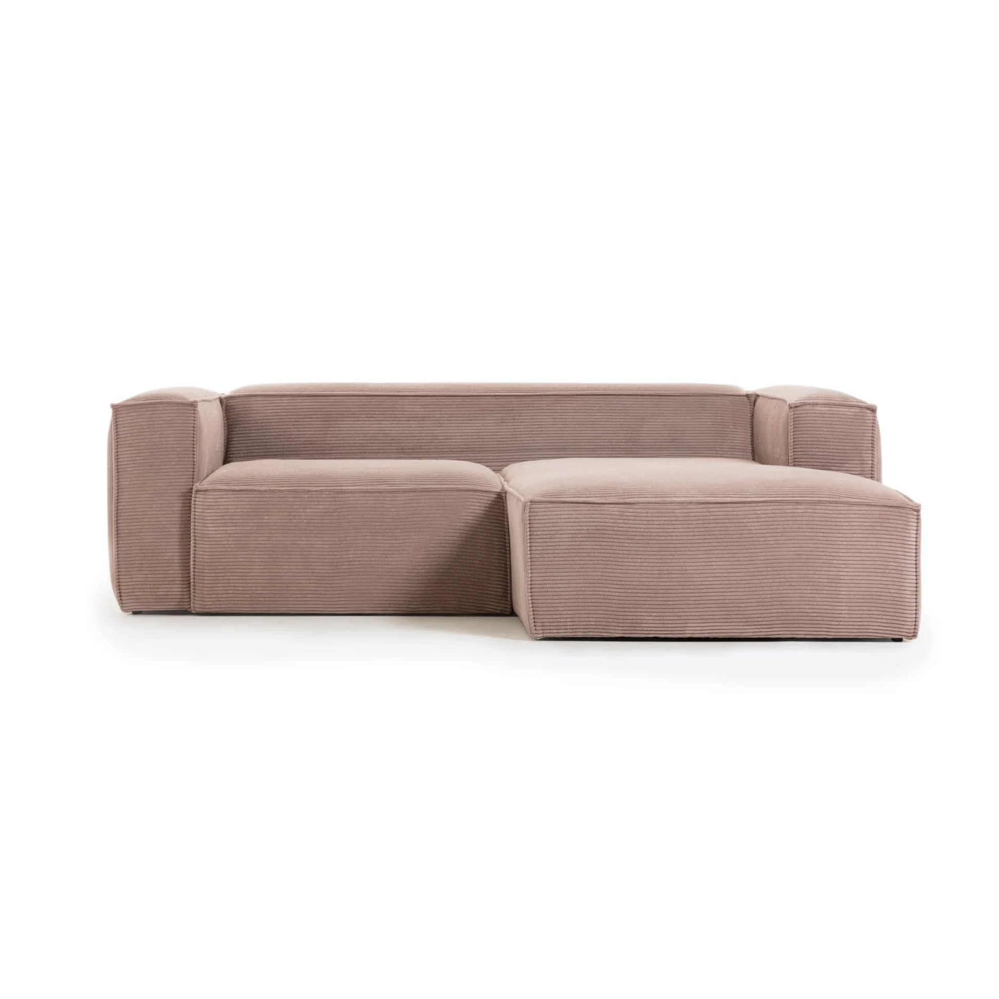 Kave Home Blok 2-Seat Modular Sofa with Right Chaise, Corduroy, Pink