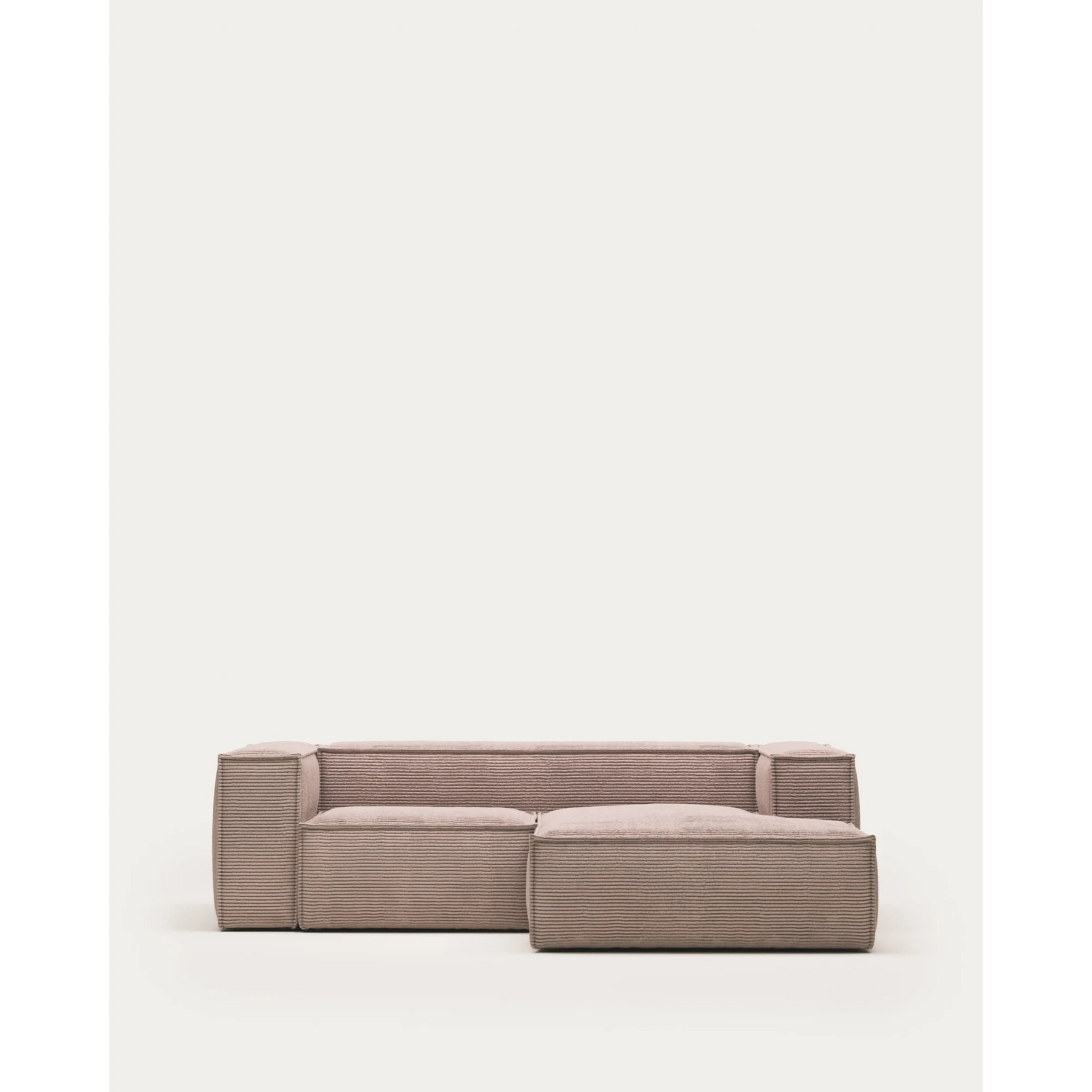 Kave Home Blok 2-Seat Modular Sofa with Right Chaise, Corduroy, Pink