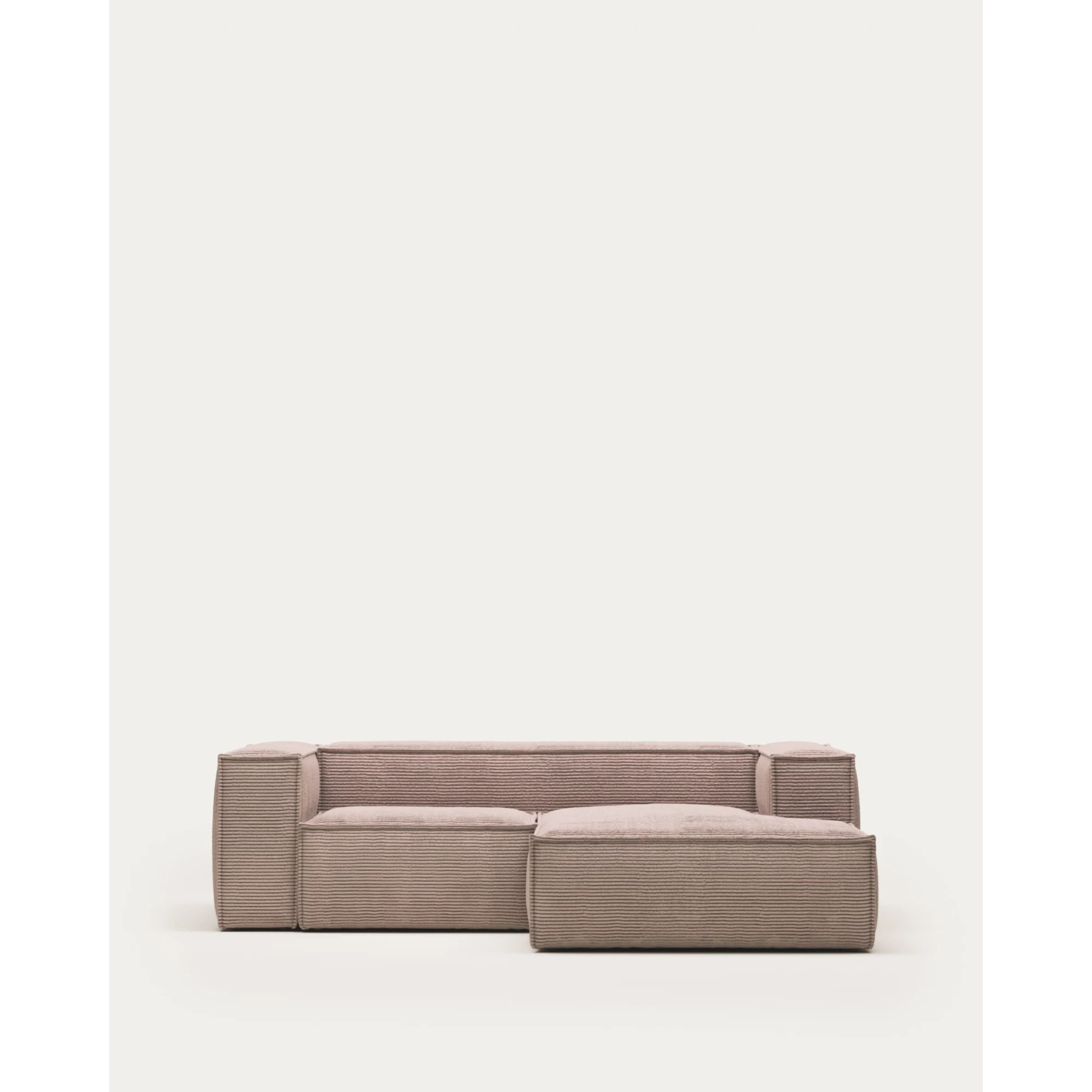 Kave Home Blok 2-Seat Modular Sofa with Right Chaise, Corduroy, Pink