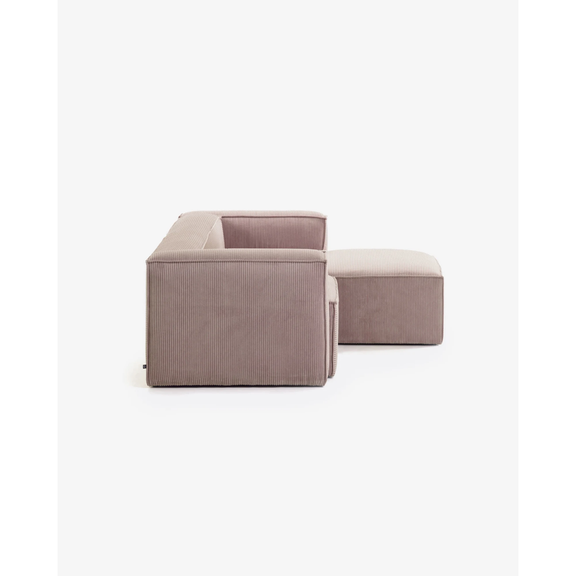 Kave Home Blok 2-Seat Modular Sofa with Right Chaise, Corduroy, Pink