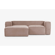 Kave Home Blok 2-Seat Modular Sofa with Left Chaise, Corduroy, Pink
