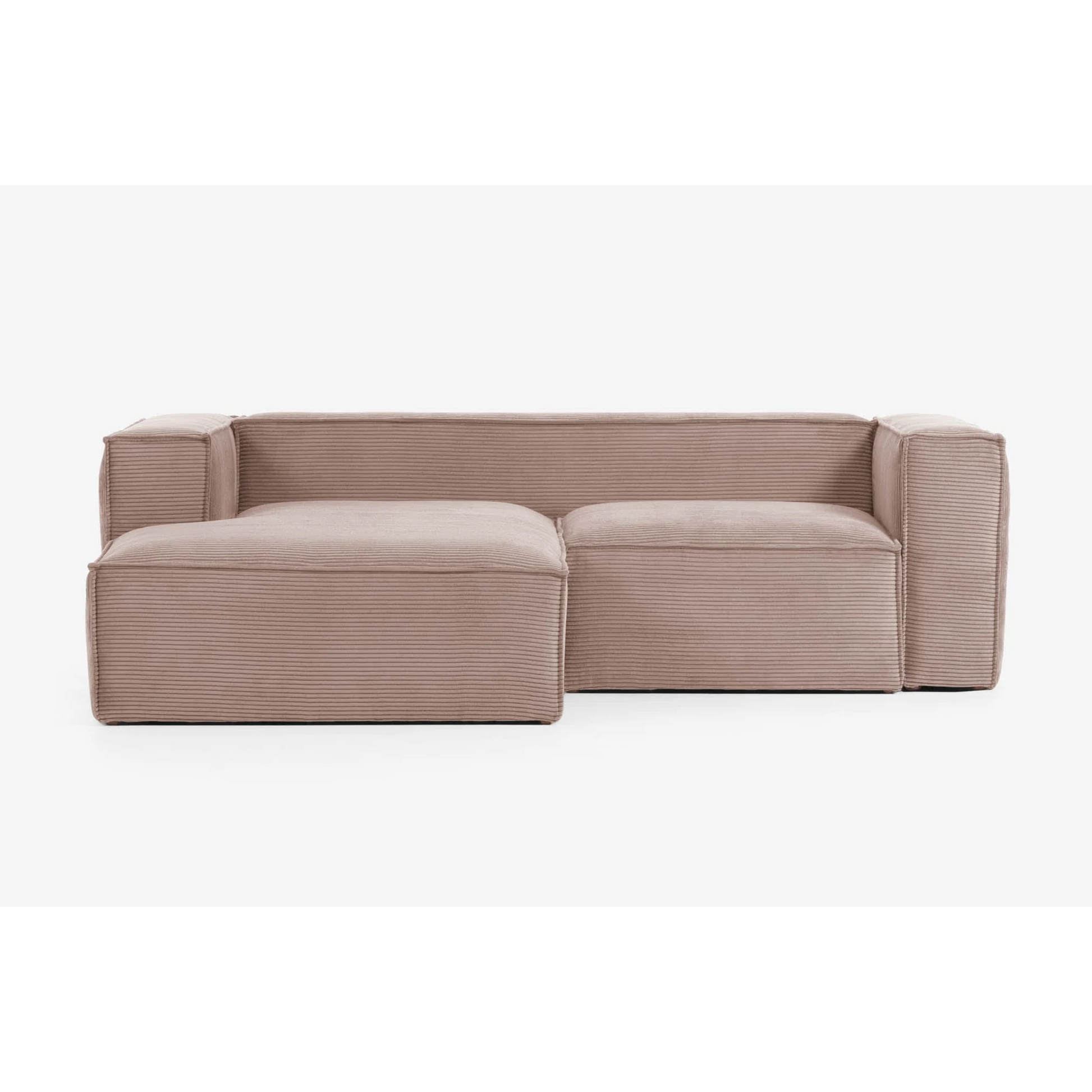 Kave Home Blok 2-Seat Modular Sofa with Left Chaise, Corduroy, Pink