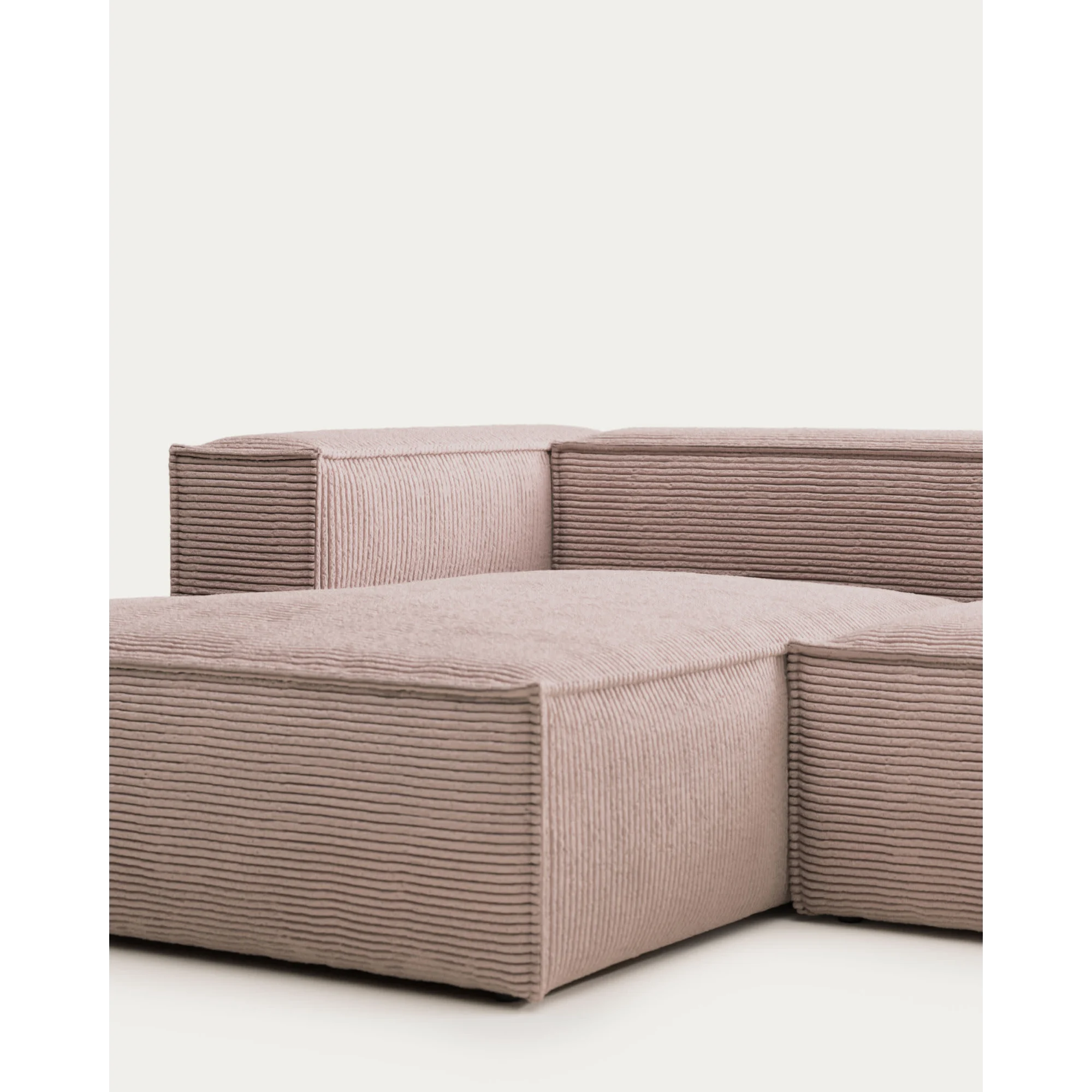 Kave Home Blok 2-Seat Modular Sofa with Left Chaise, Corduroy, Pink