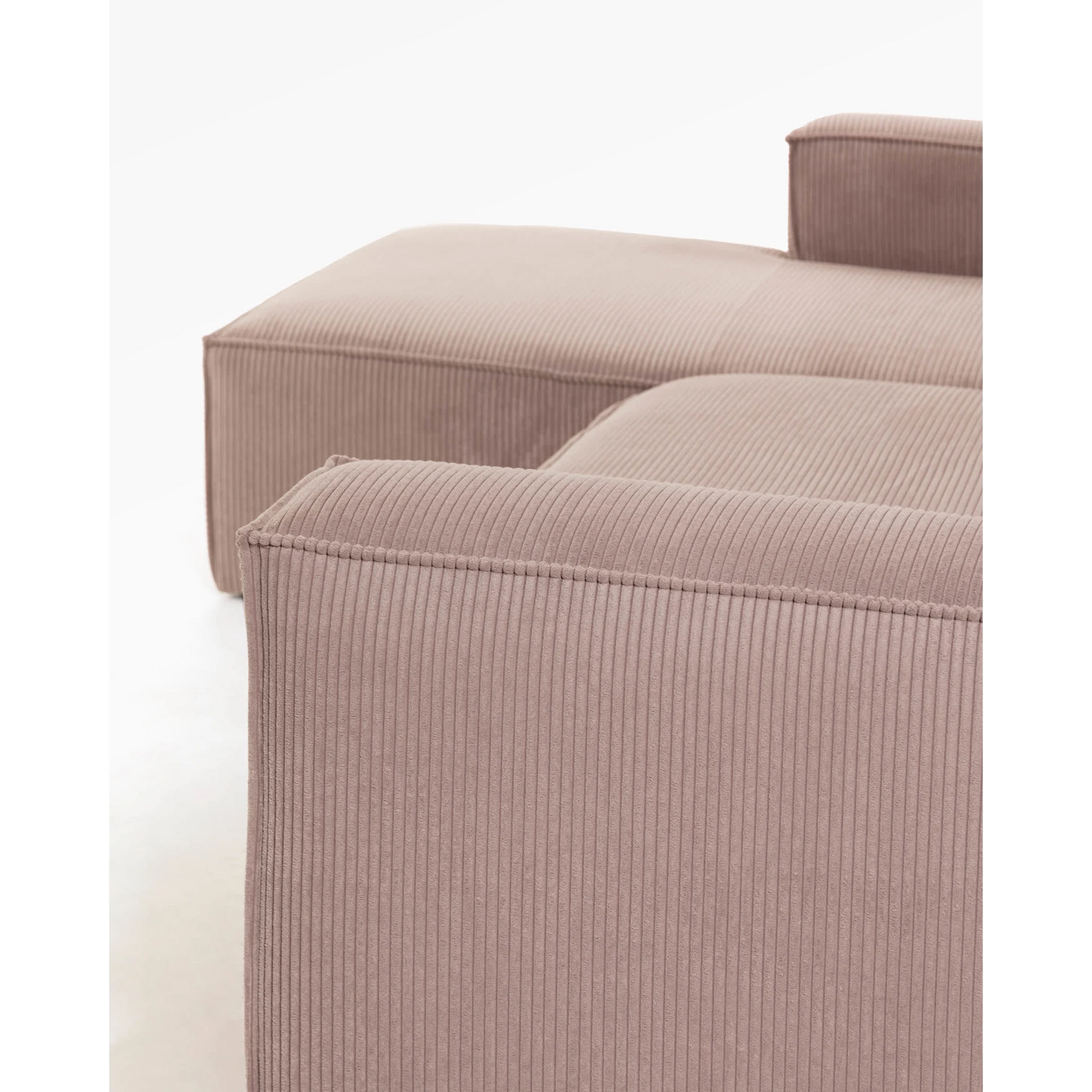 Kave Home Blok 2-Seat Modular Sofa with Left Chaise, Corduroy, Pink