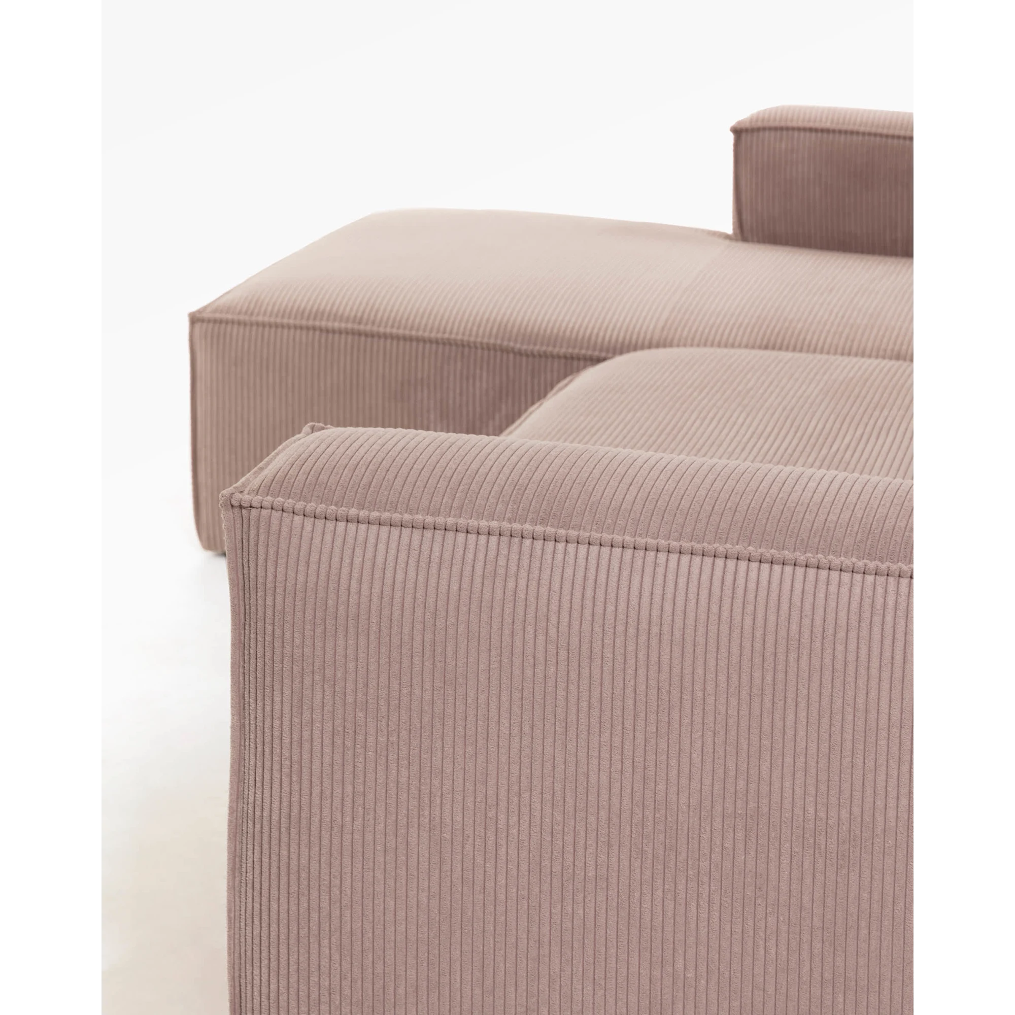 Kave Home Blok 2-Seat Modular Sofa with Left Chaise, Corduroy, Pink