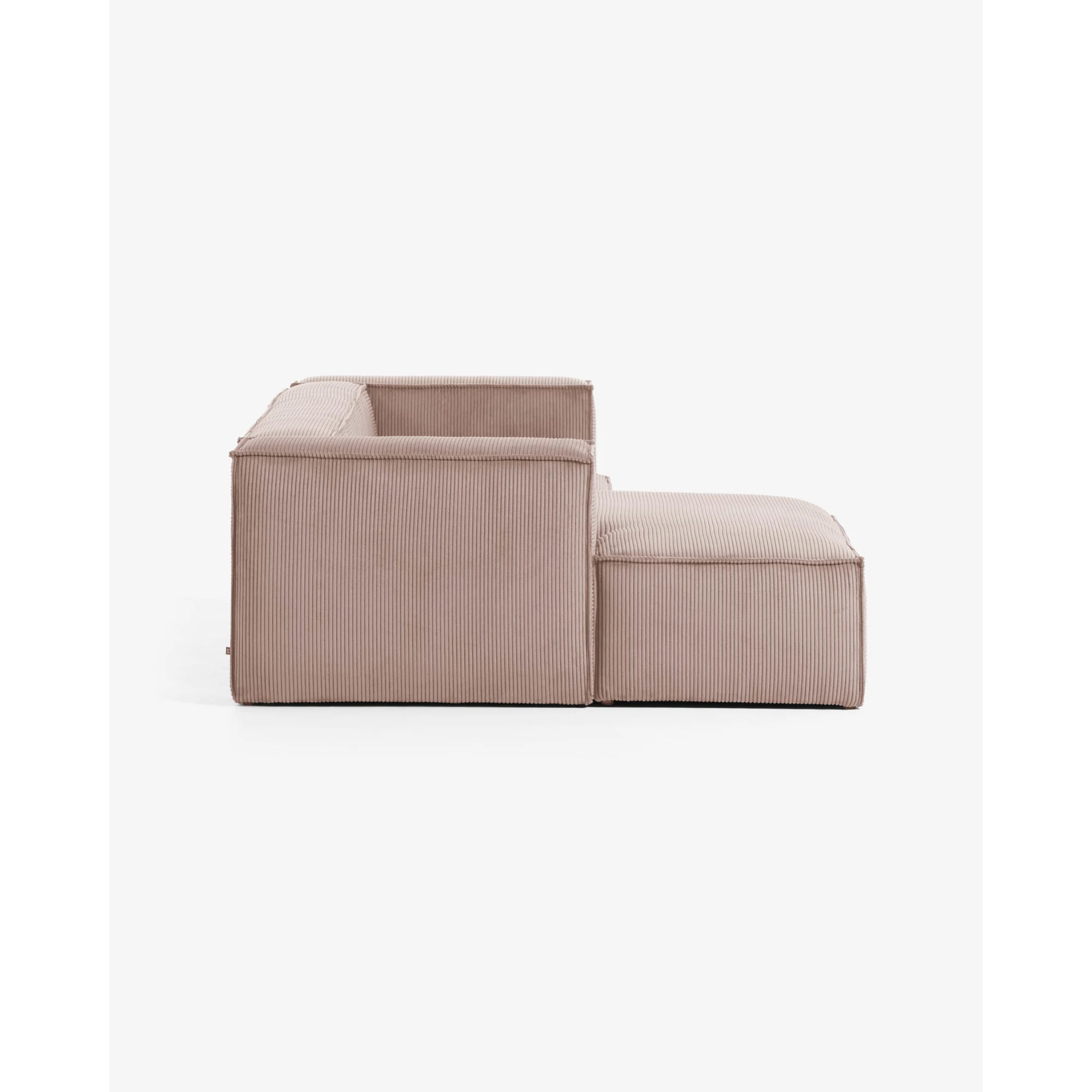 Kave Home Blok 2-Seat Modular Sofa with Left Chaise, Corduroy, Pink