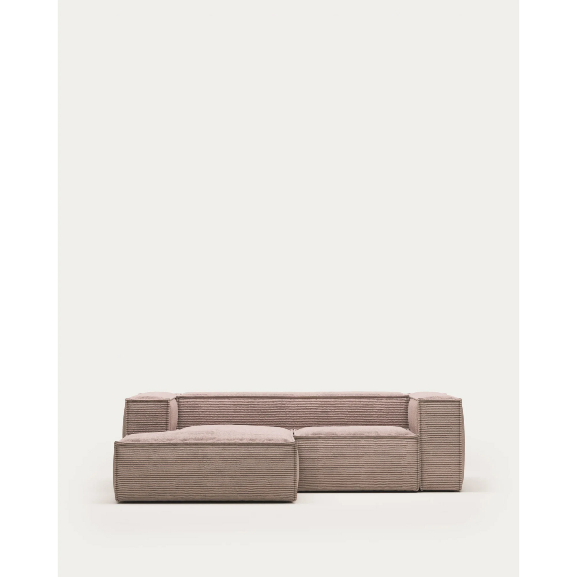 Kave Home Blok 2-Seat Modular Sofa with Left Chaise, Corduroy, Pink