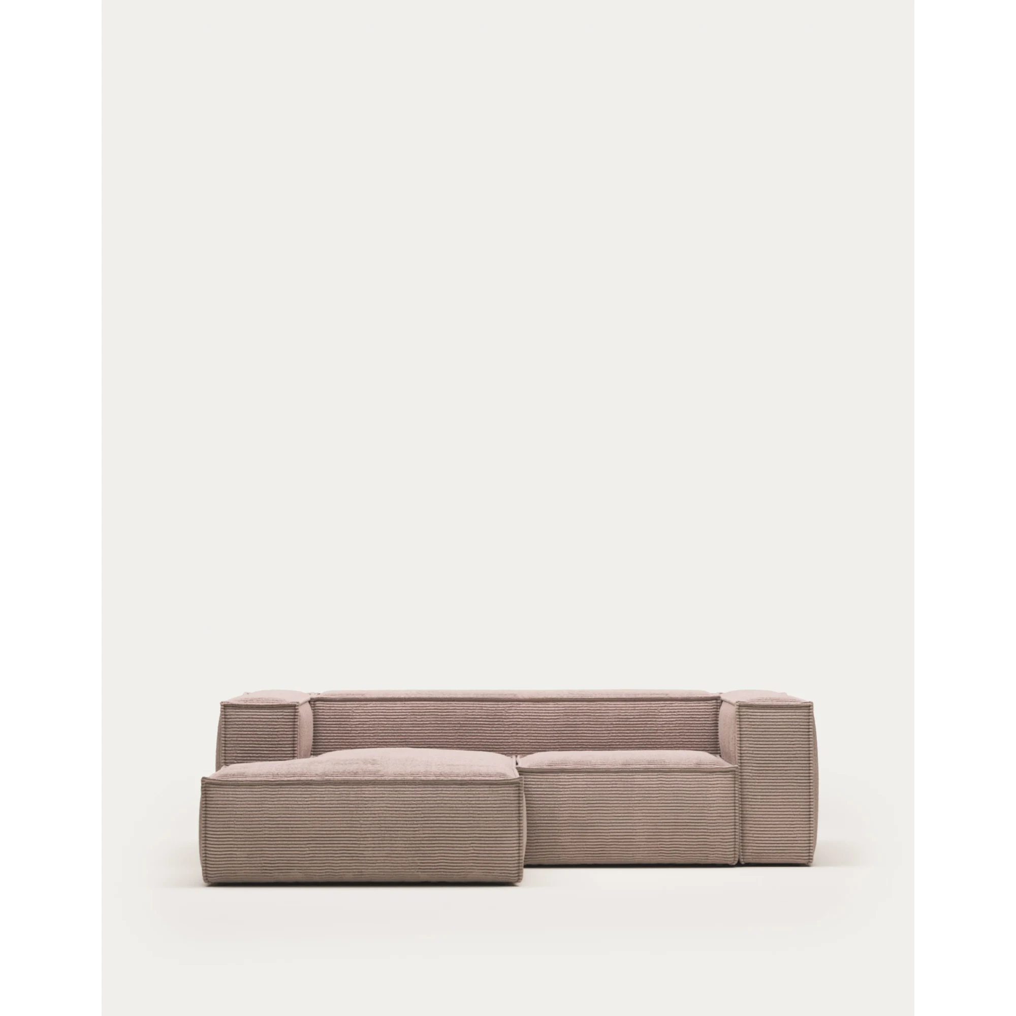 Kave Home Blok 2-Seat Modular Sofa with Left Chaise, Corduroy, Pink