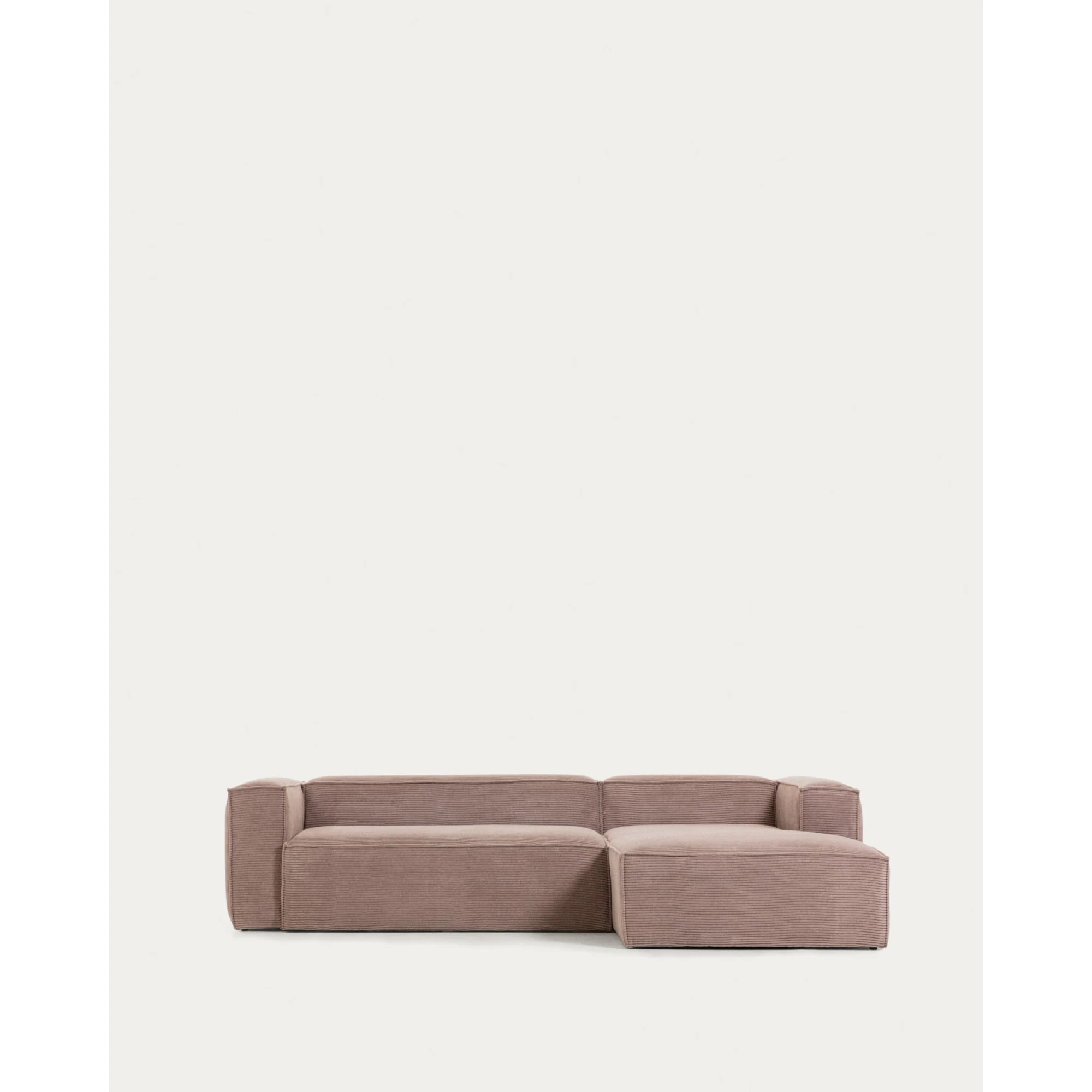 Kave Home Blok 3-Seat Modular Sofa with Right Chaise, Corduroy, Pink