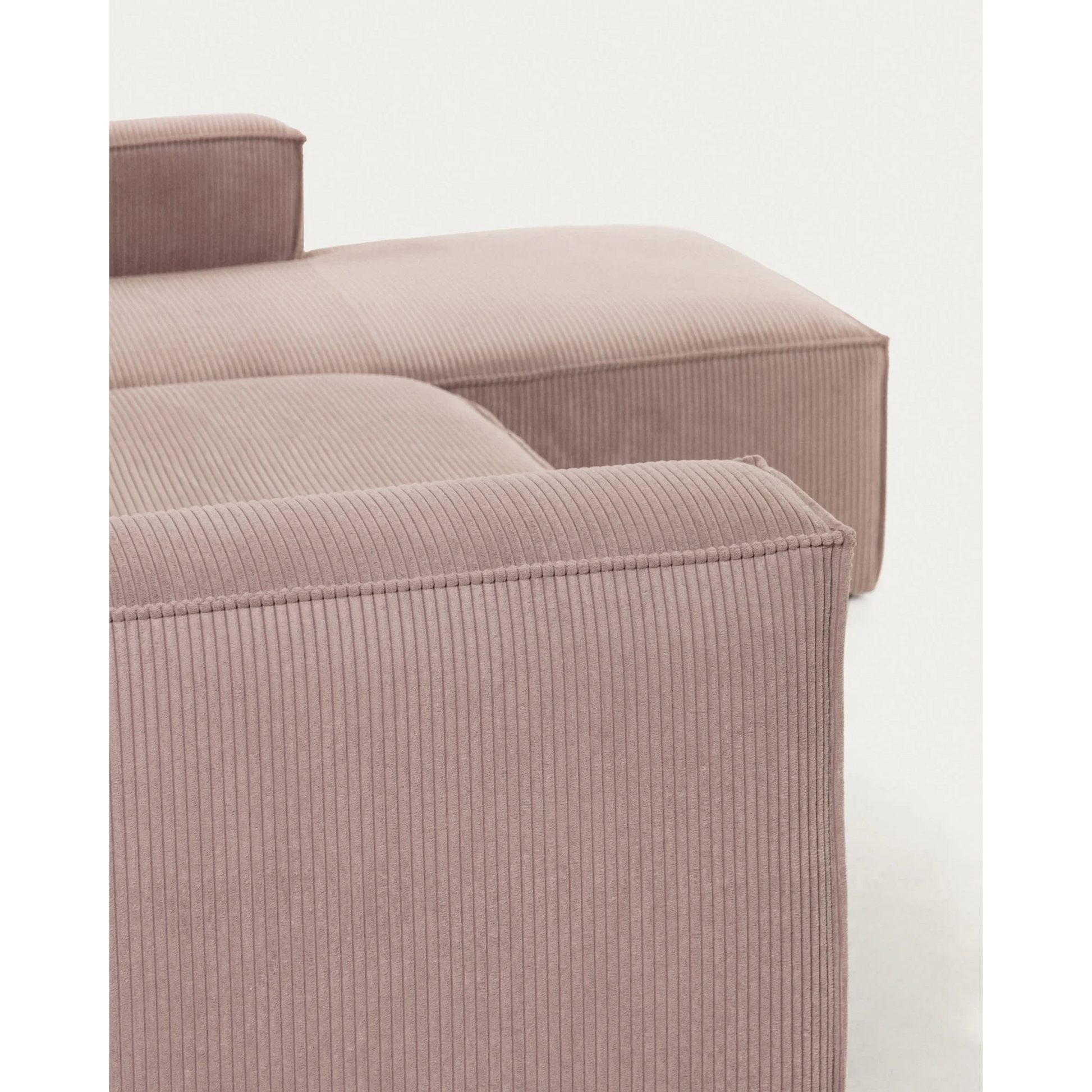 Kave Home Blok 3-Seat Modular Sofa with Right Chaise, Corduroy, Pink