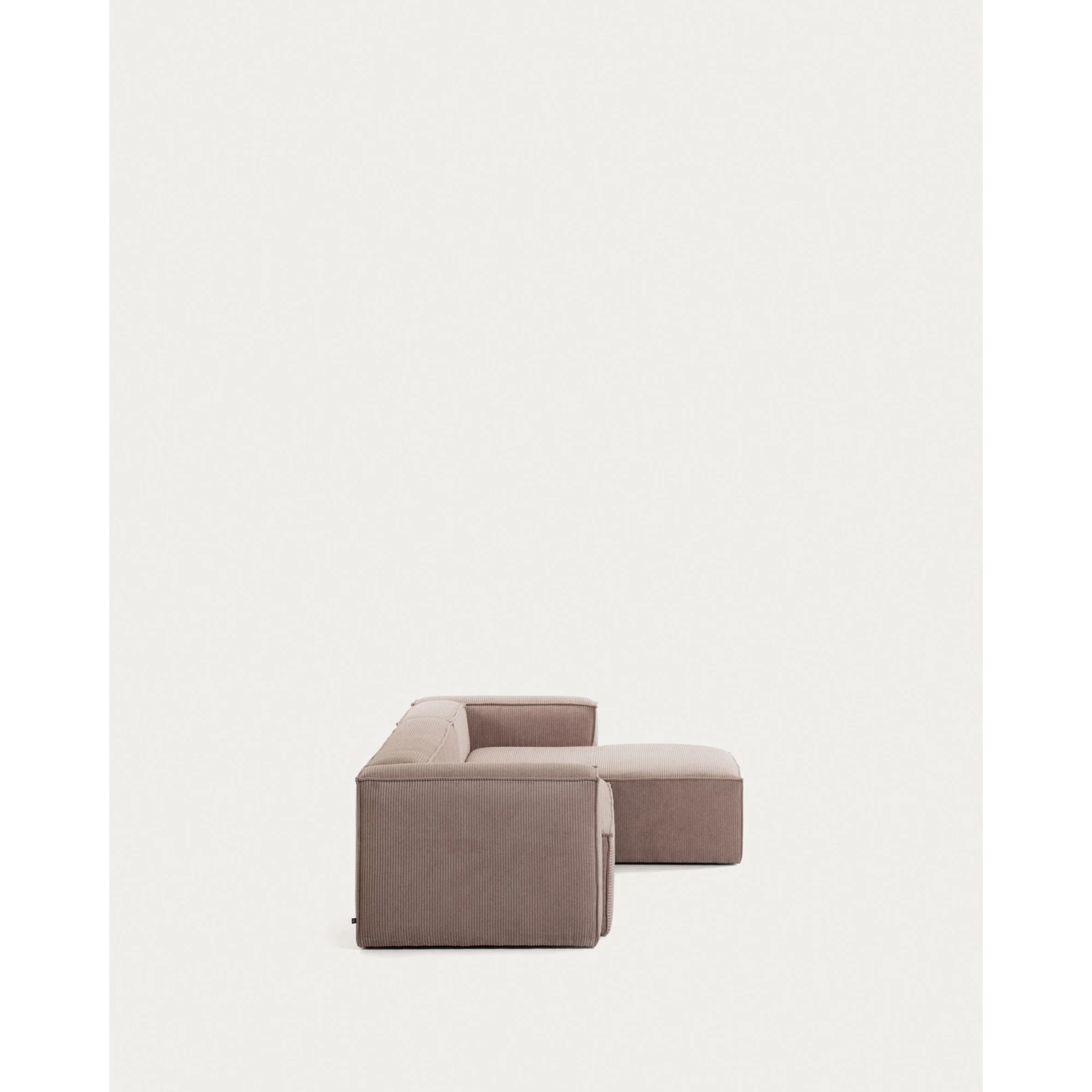 Kave Home Blok 3-Seat Modular Sofa with Right Chaise, Corduroy, Pink