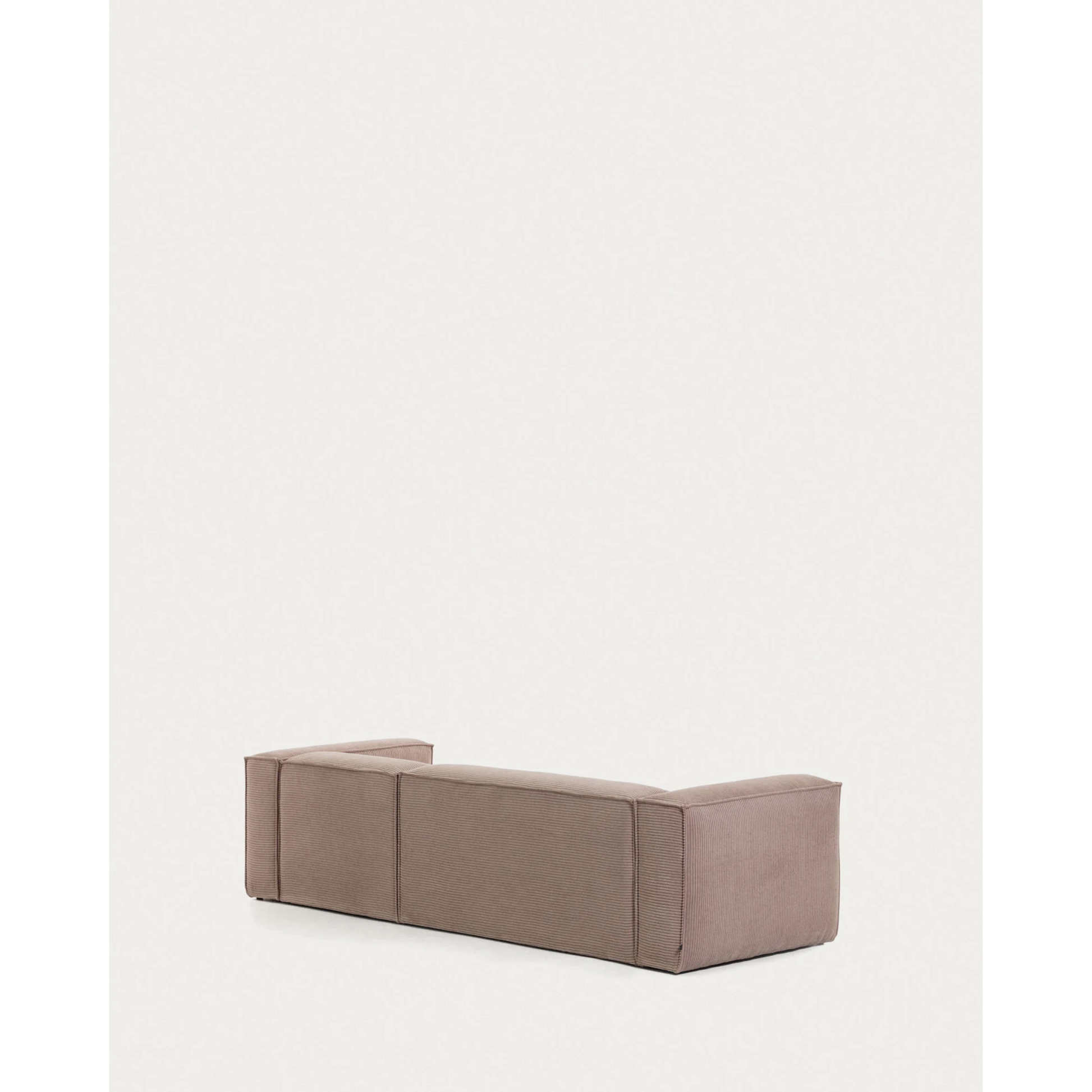 Kave Home Blok 3-Seat Modular Sofa with Right Chaise, Corduroy, Pink