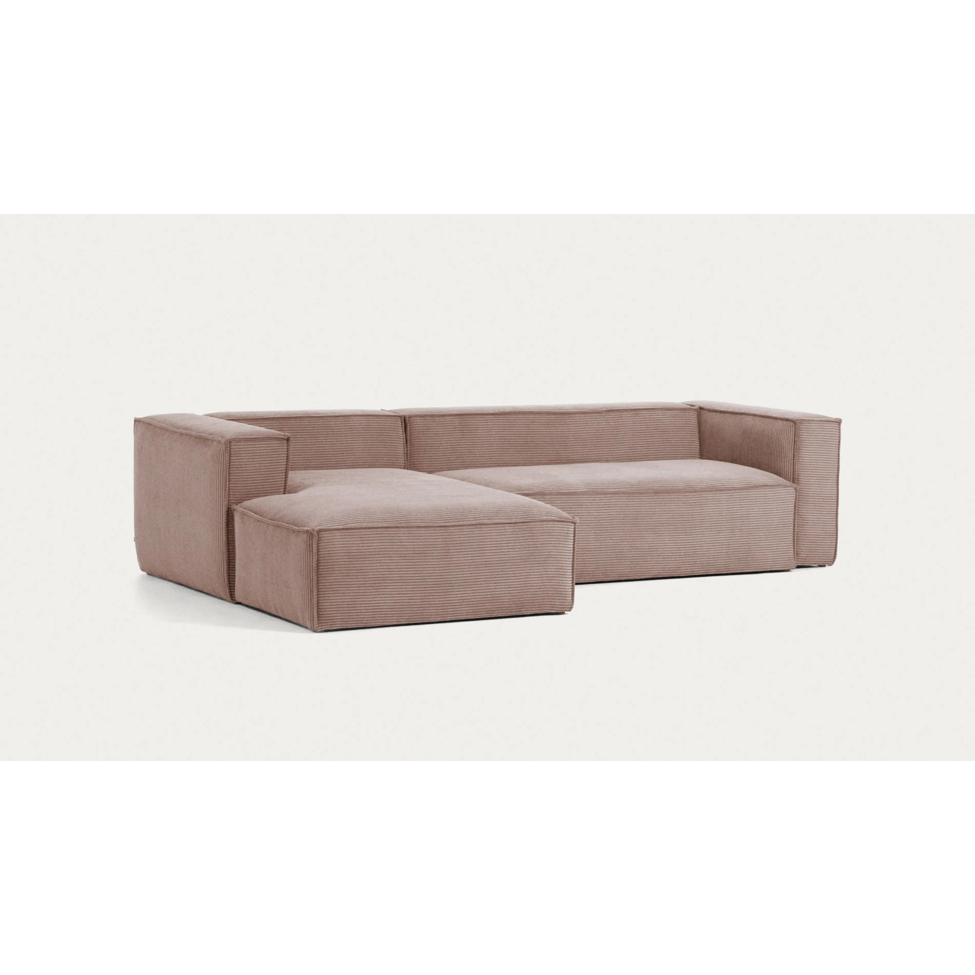 Kave Home Blok 3-Seat Modular Sofa with Left Chaise, Corduroy, Pink