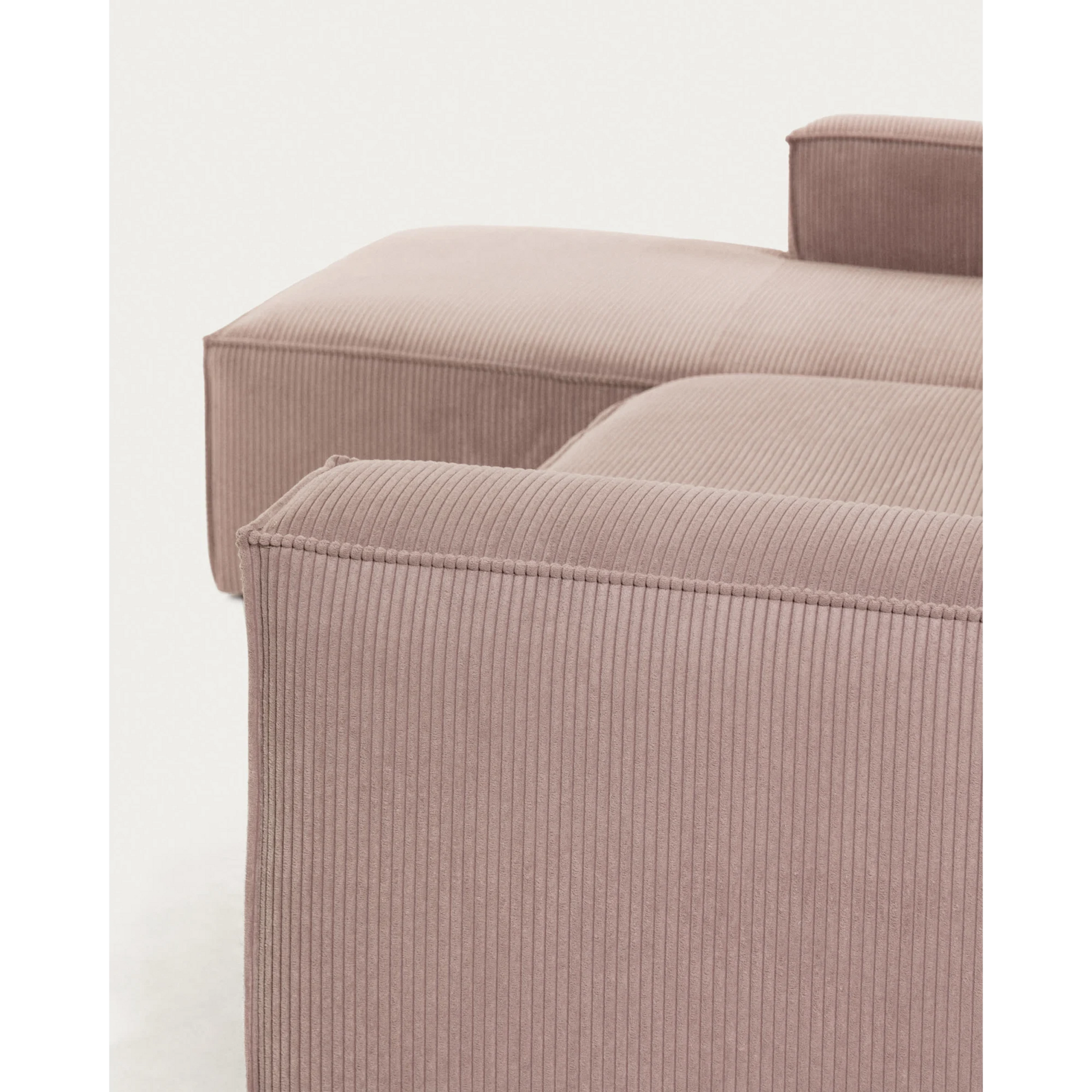 Kave Home Blok 3-Seat Modular Sofa with Left Chaise, Corduroy, Pink