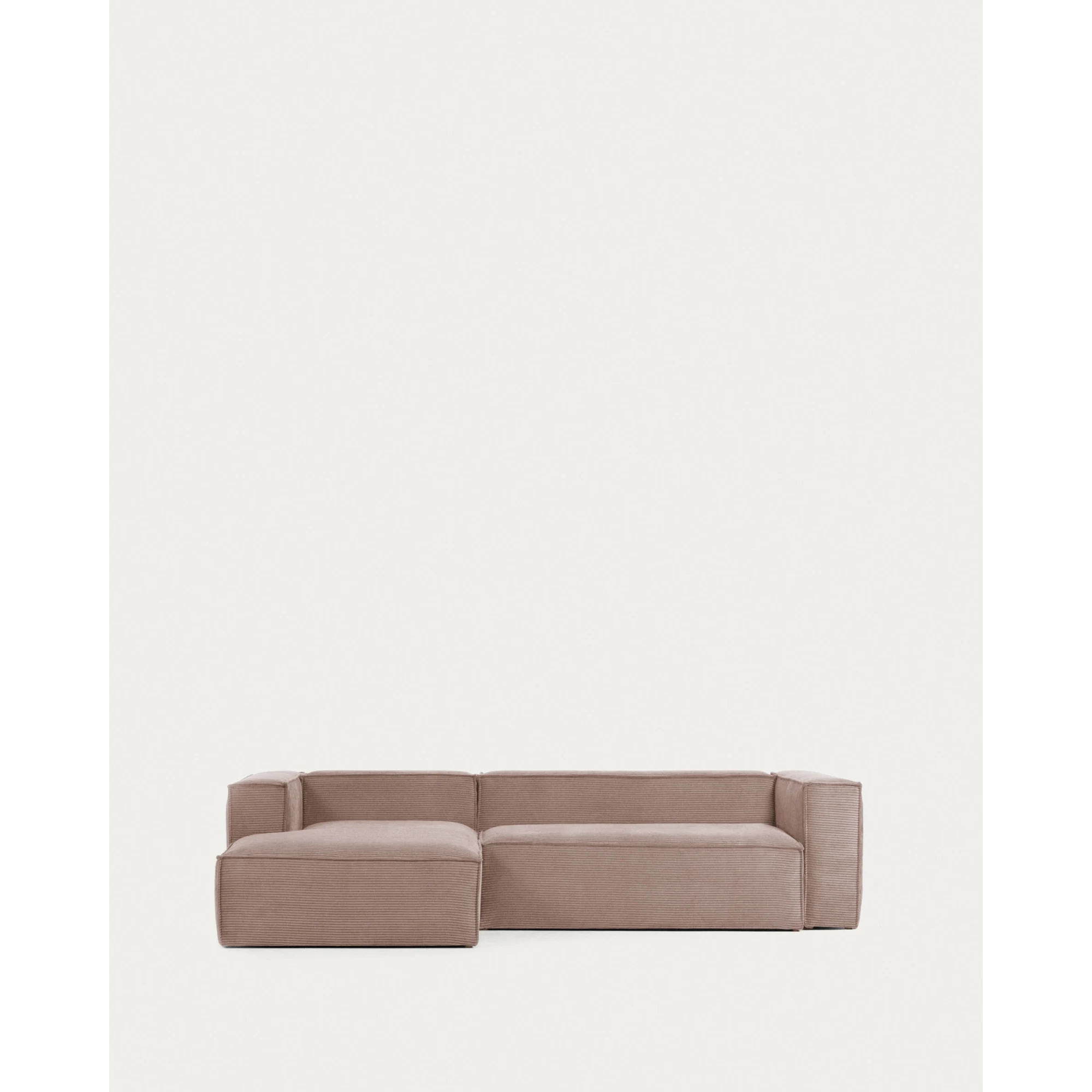 Kave Home Blok 3-Seat Modular Sofa with Left Chaise, Corduroy, Pink