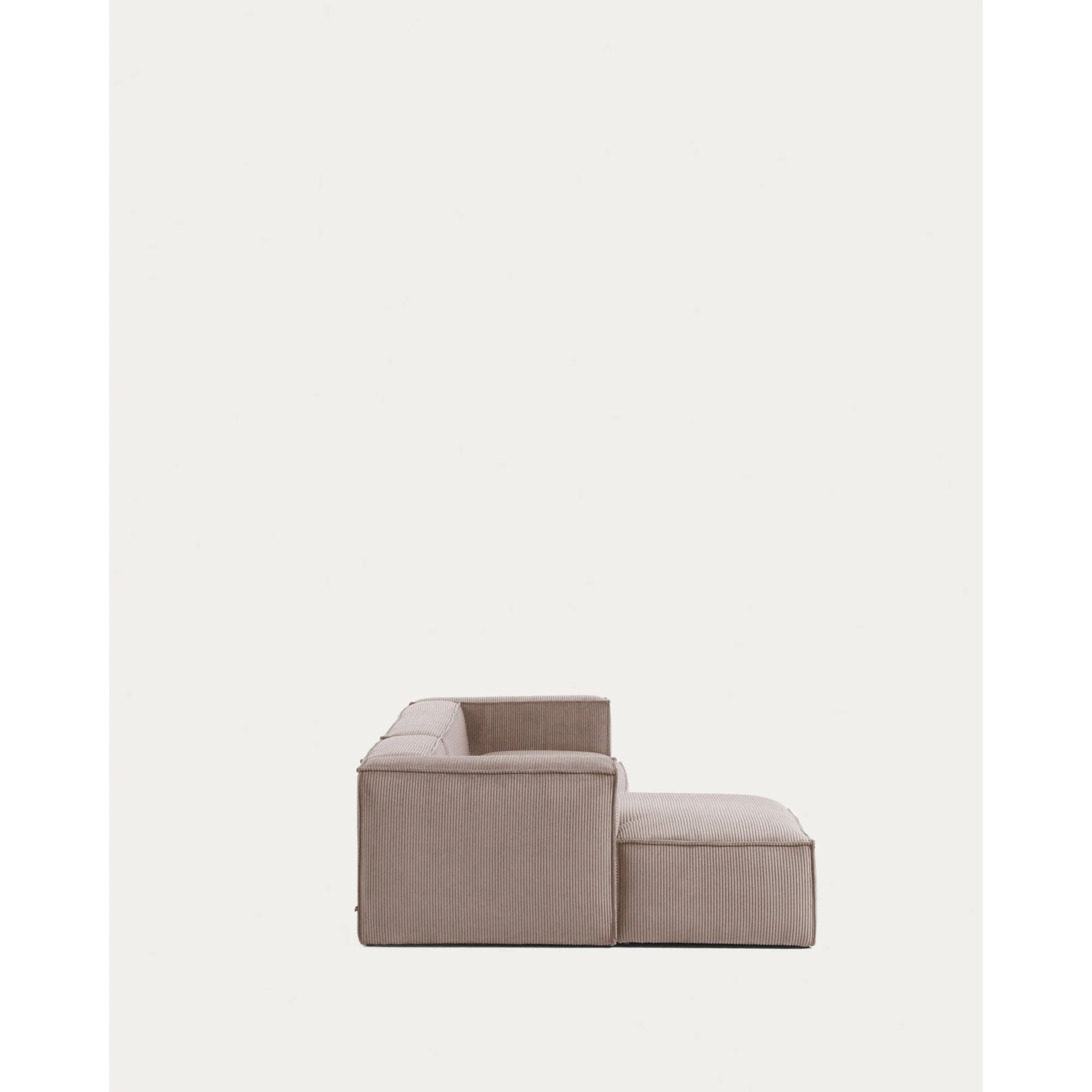 Kave Home Blok 3-Seat Modular Sofa with Left Chaise, Corduroy, Pink