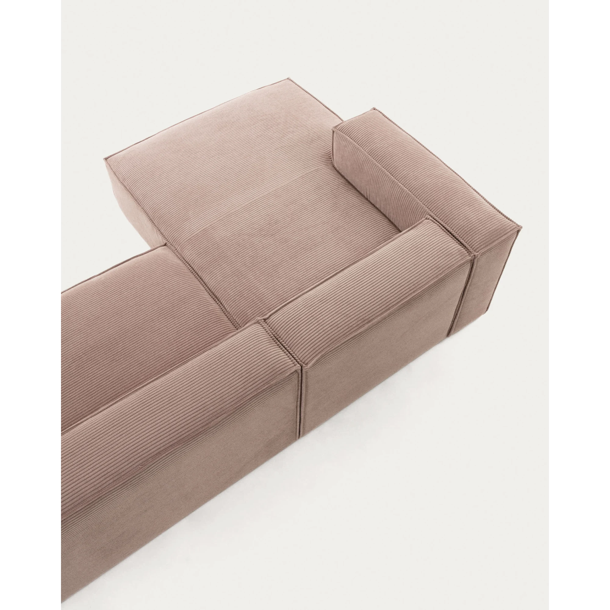 Kave Home Blok 3-Seat Modular Sofa with Left Chaise, Corduroy, Pink