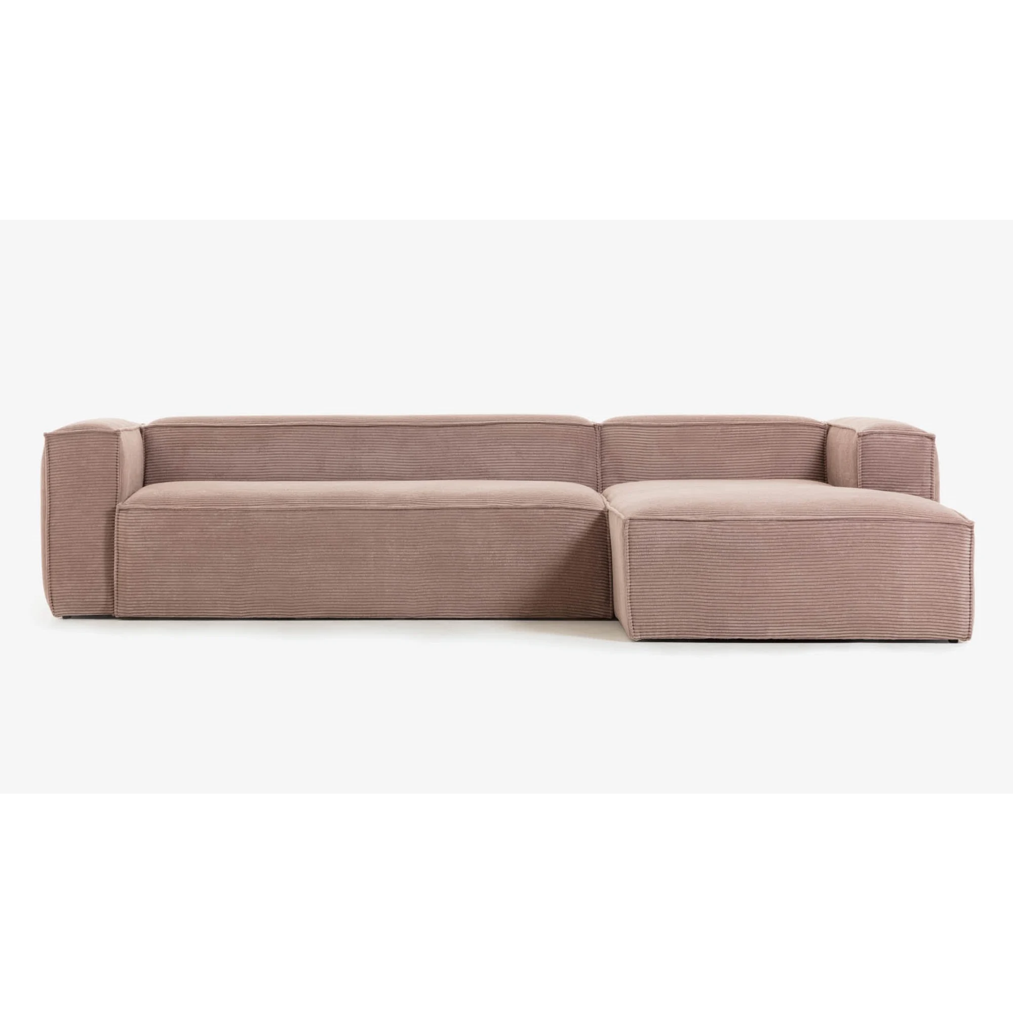 Kave Home Blok 4-Seat Modular Sofa with Right Chaise, Corduroy, Pink