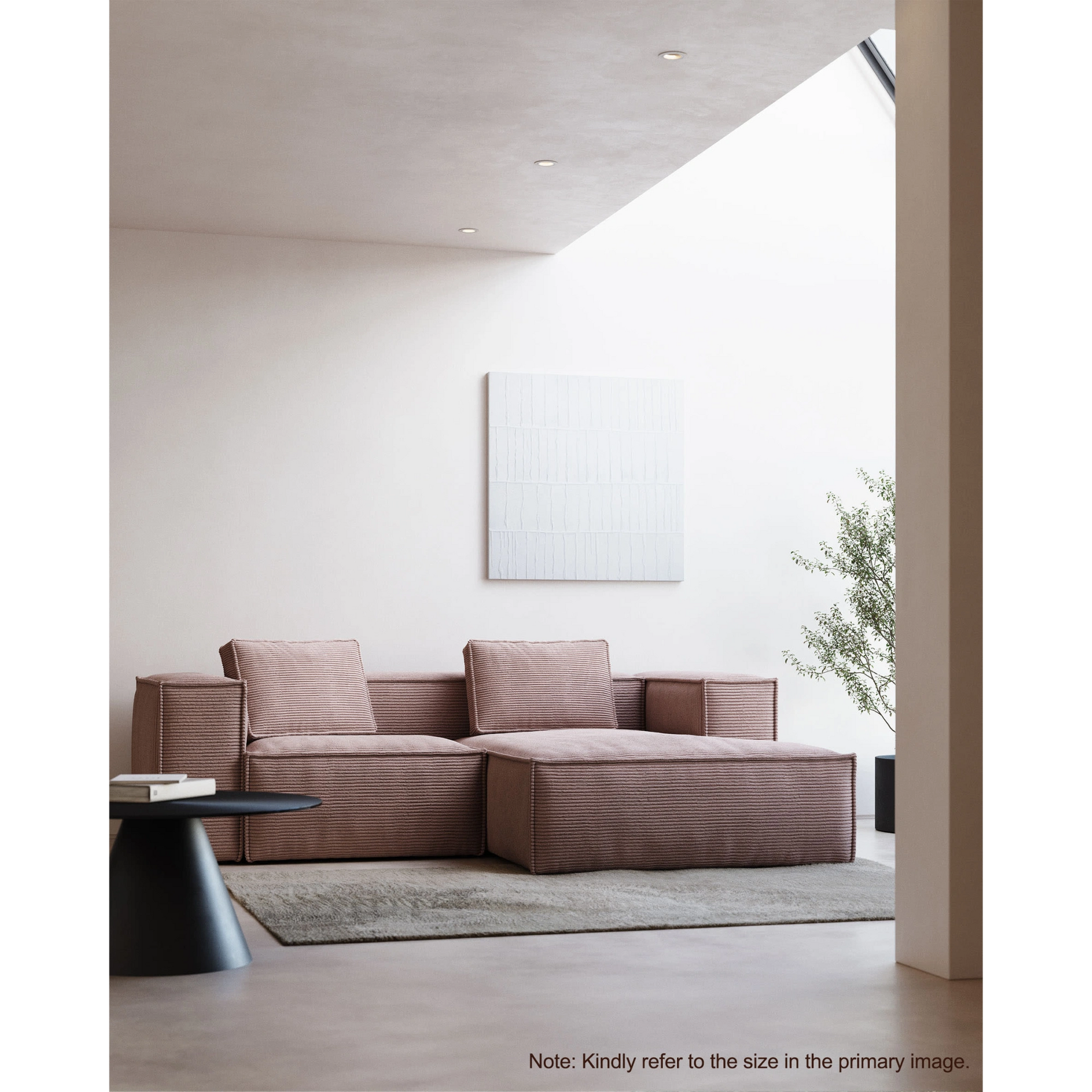 Kave Home Blok 4-Seat Modular Sofa with Right Chaise, Corduroy, Pink