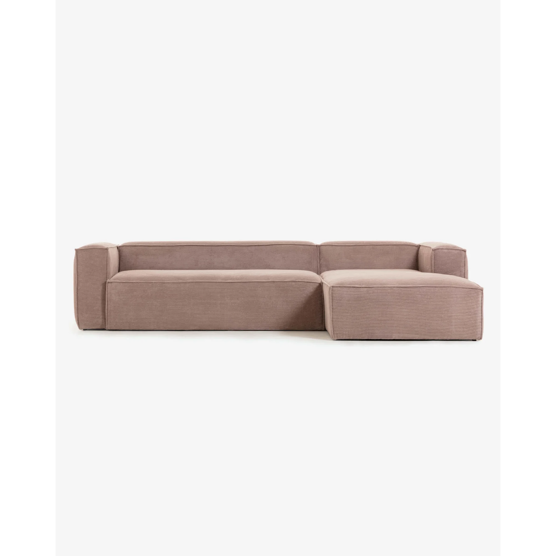 Kave Home Blok 4-Seat Modular Sofa with Right Chaise, Corduroy, Pink