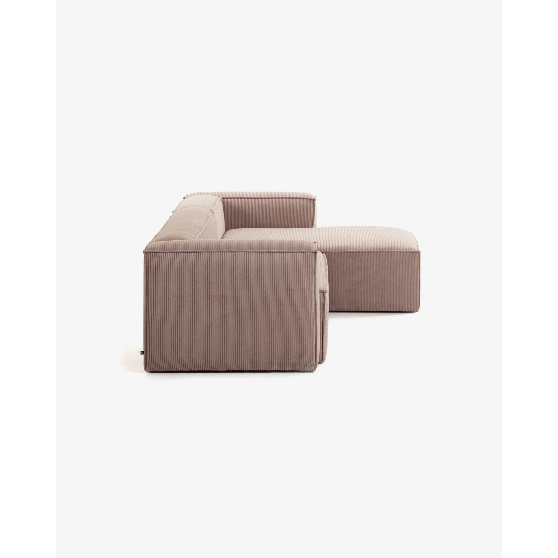 Kave Home Blok 4-Seat Modular Sofa with Right Chaise, Corduroy, Pink