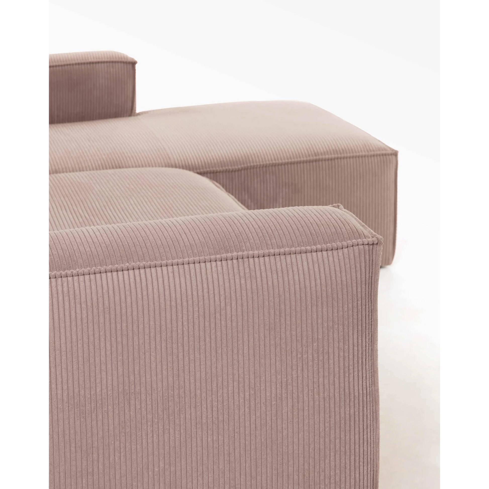 Kave Home Blok 4-Seat Modular Sofa with Right Chaise, Corduroy, Pink