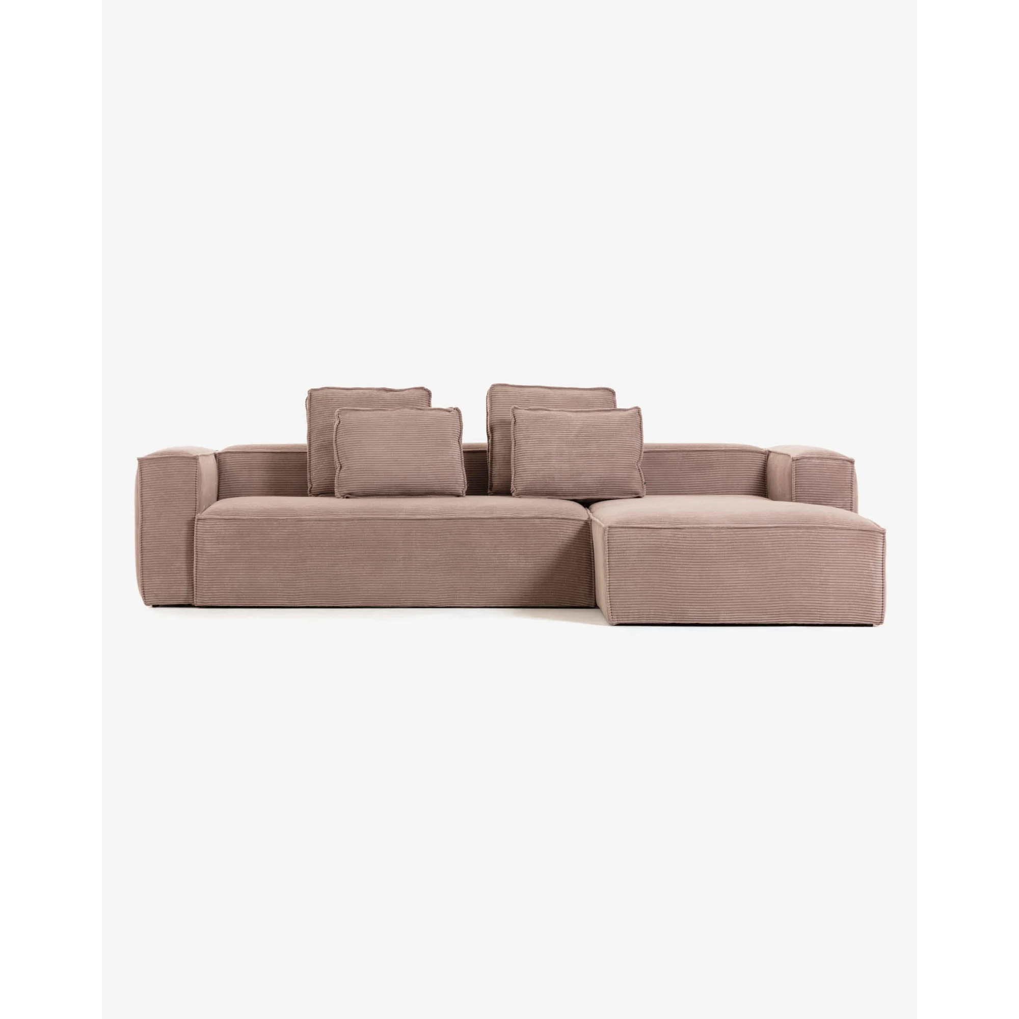 Kave Home Blok 4-Seat Modular Sofa with Right Chaise, Corduroy, Pink
