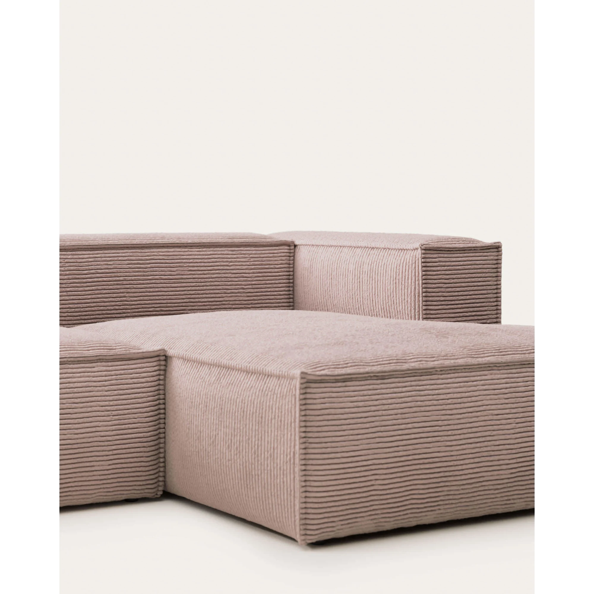 Kave Home Blok 4-Seat Modular Sofa with Right Chaise, Corduroy, Pink