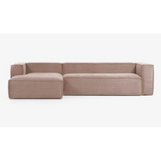 Kave Home Blok 4-Seat Modular Sofa with Left Chaise, Corduroy, Pink