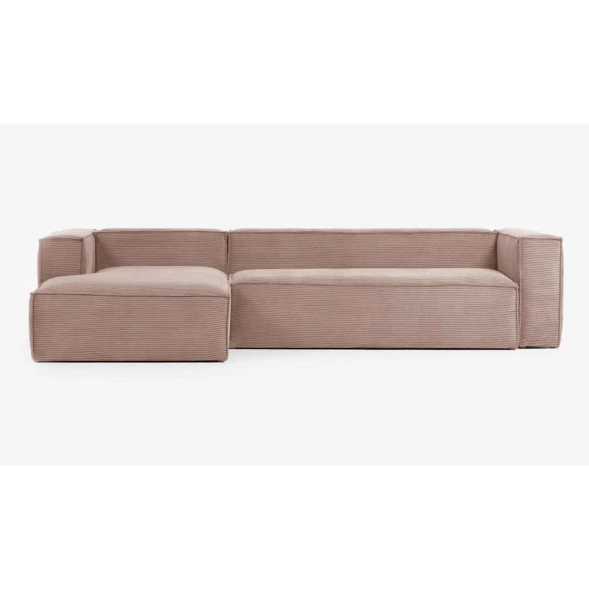 Kave Home Blok 4-Seat Modular Sofa with Left Chaise, Corduroy, Pink