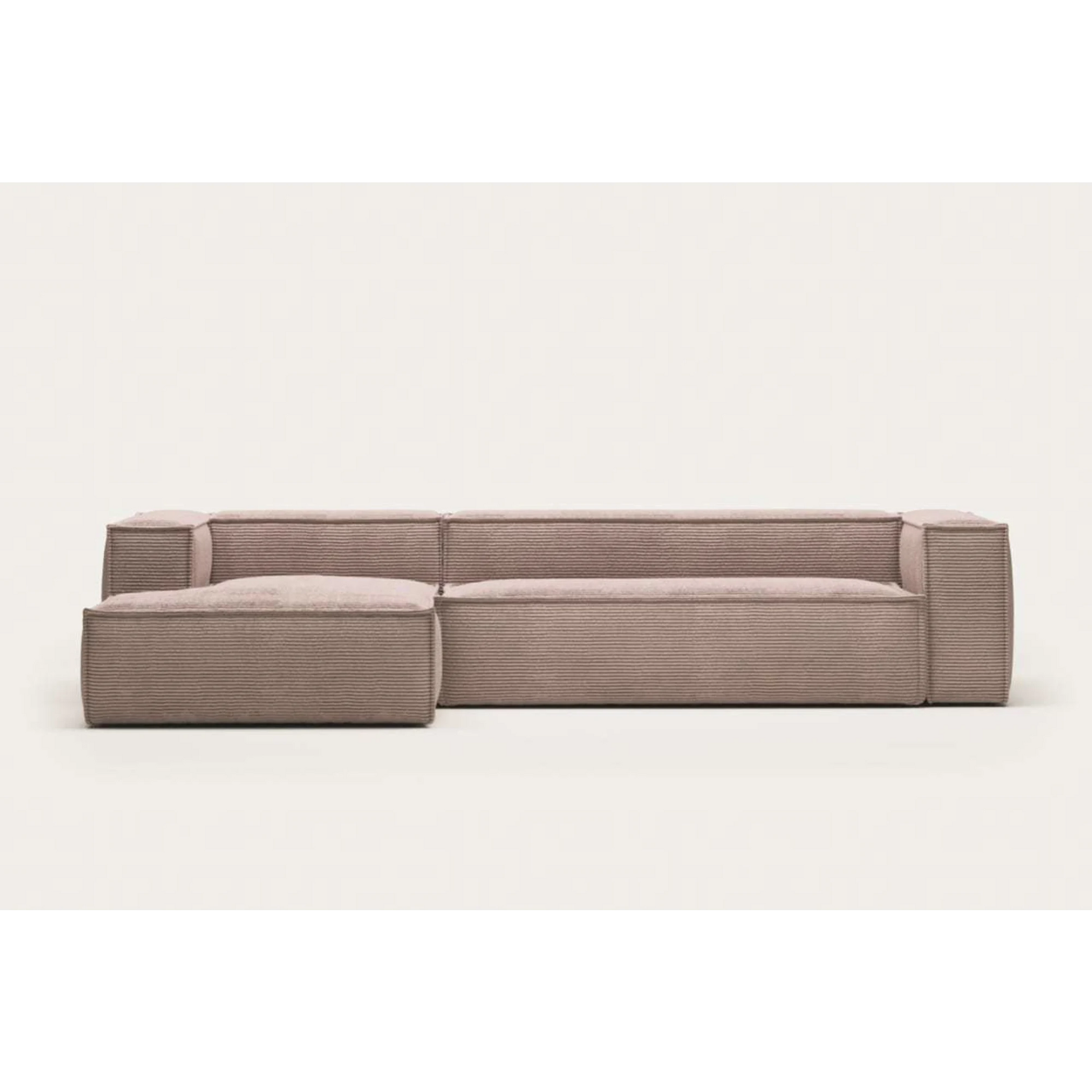 Kave Home Blok 4-Seat Modular Sofa with Left Chaise, Corduroy, Pink