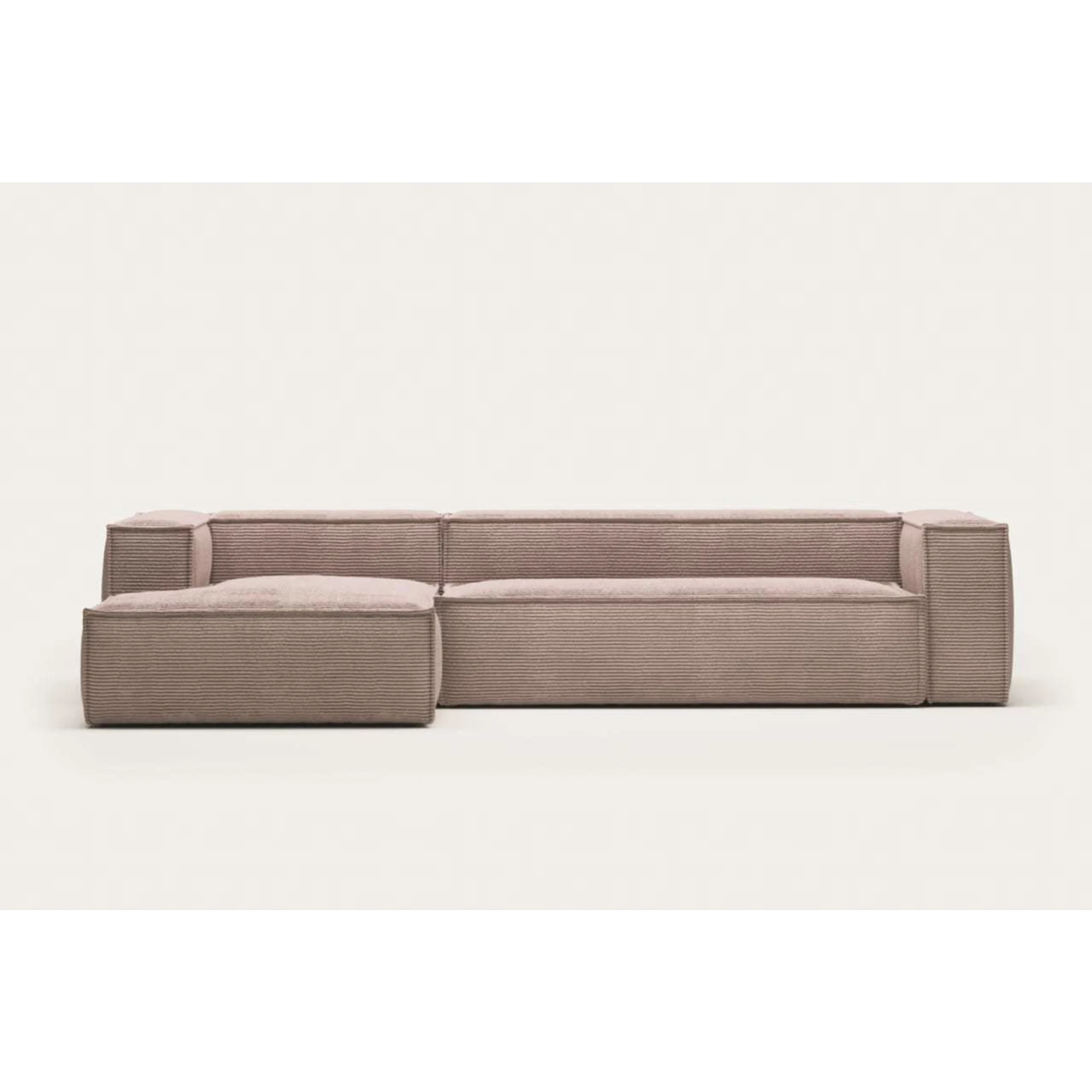 Kave Home Blok 4-Seat Modular Sofa with Left Chaise, Corduroy, Pink