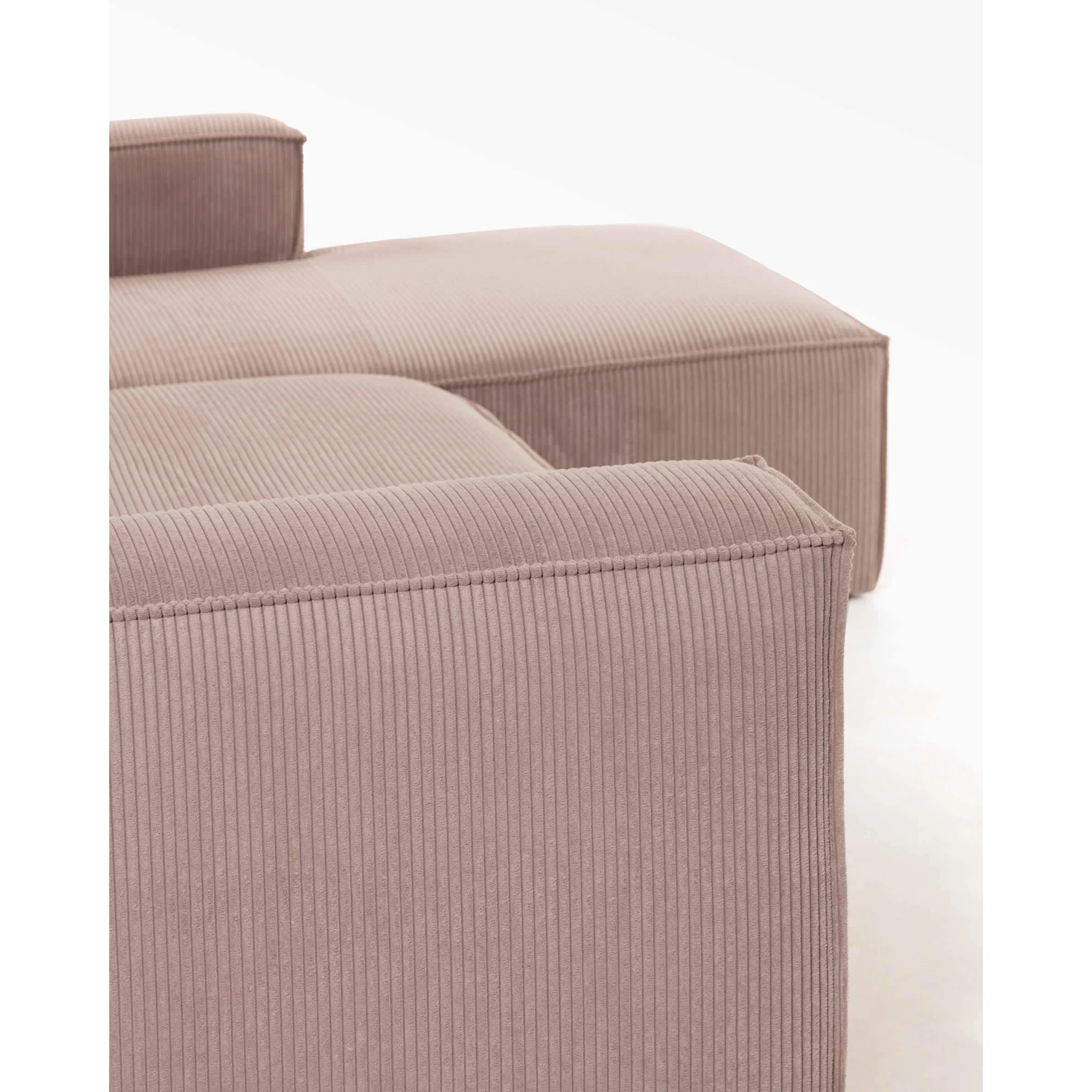 Kave Home Blok 4-Seat Modular Sofa with Left Chaise, Corduroy, Pink