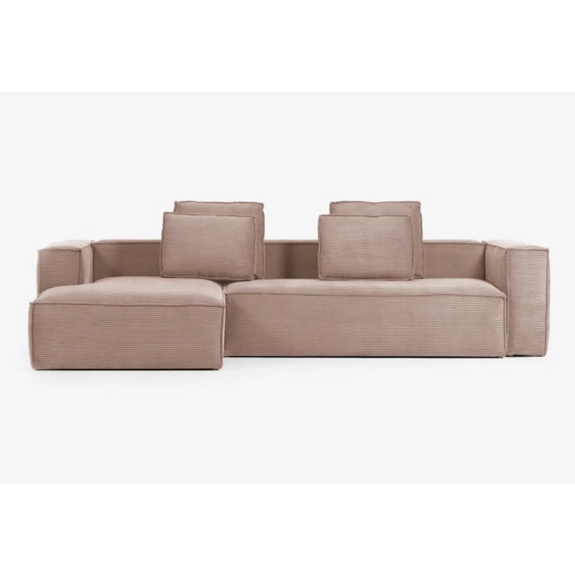 Kave Home Blok 4-Seat Modular Sofa with Left Chaise, Corduroy, Pink