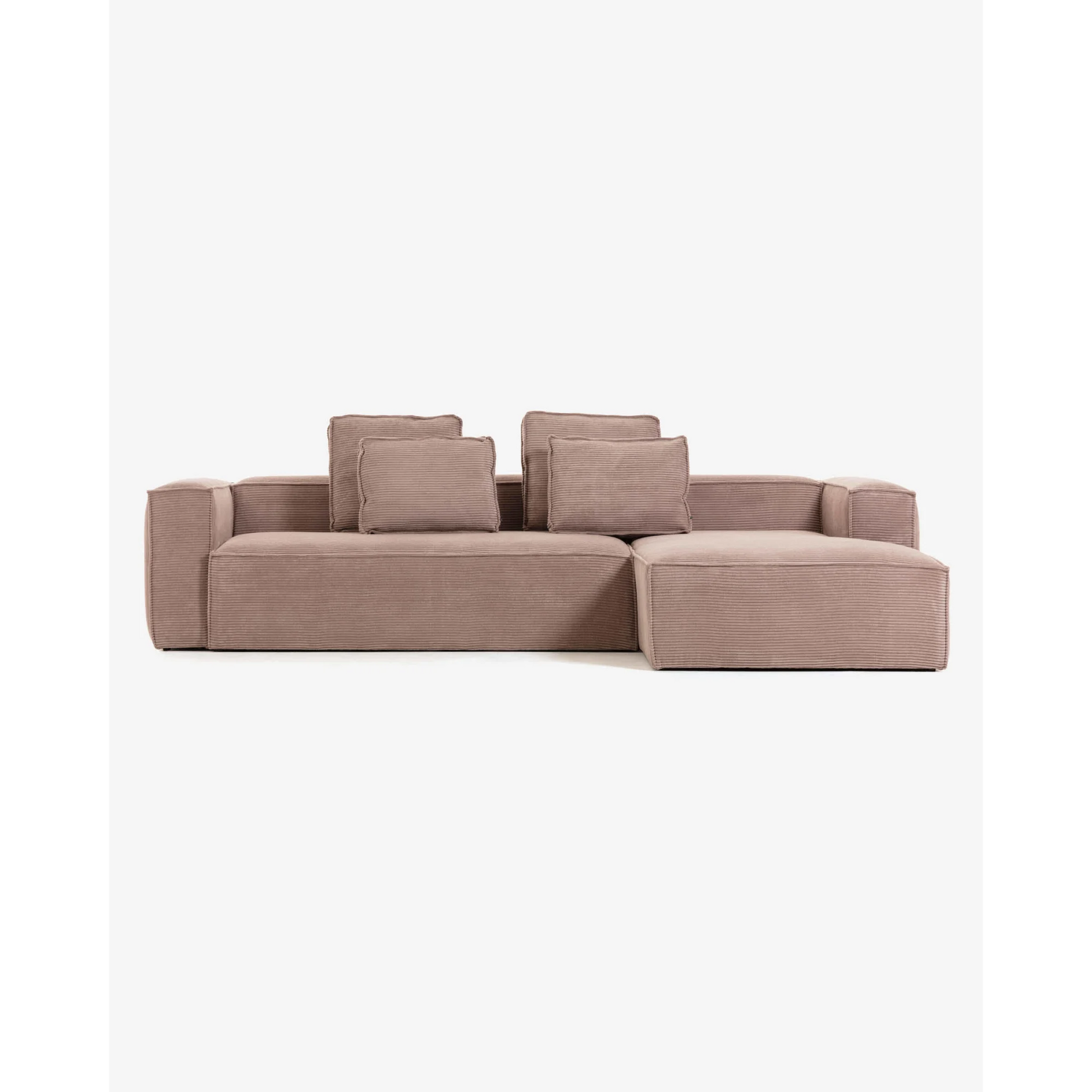 Kave Home Blok 4-Seat Modular Sofa with Left Chaise, Corduroy, Pink