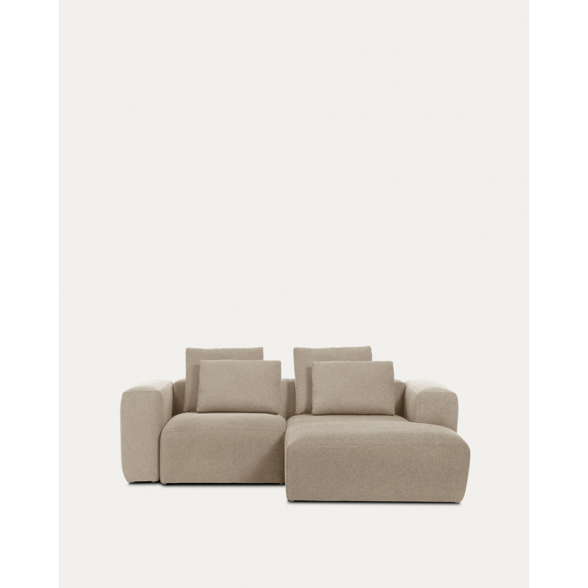 Kave Home Blok 2-Seat Modular Sofa with Right Chaise, Beige