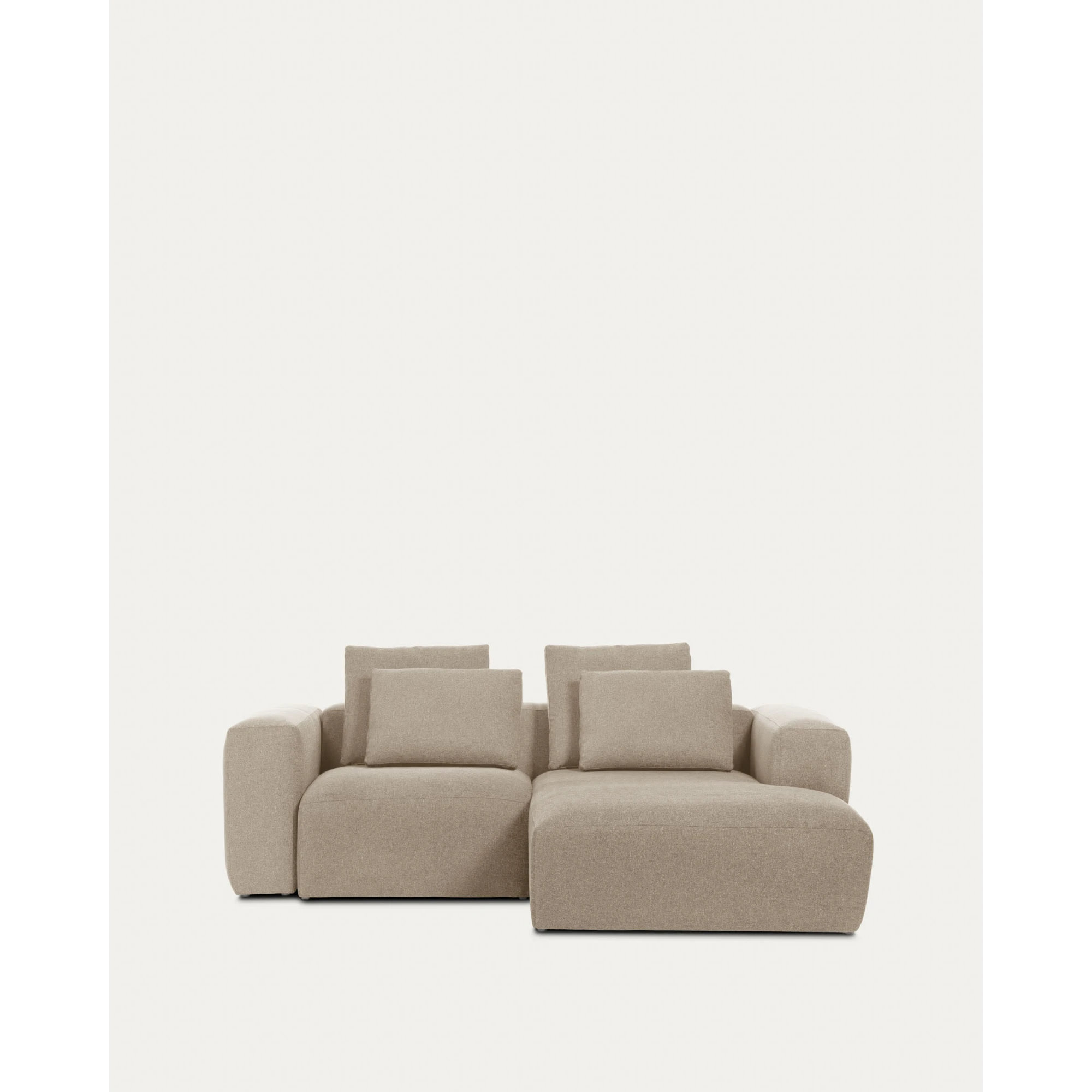 Kave Home Blok 2-Seat Modular Sofa with Right Chaise, Beige