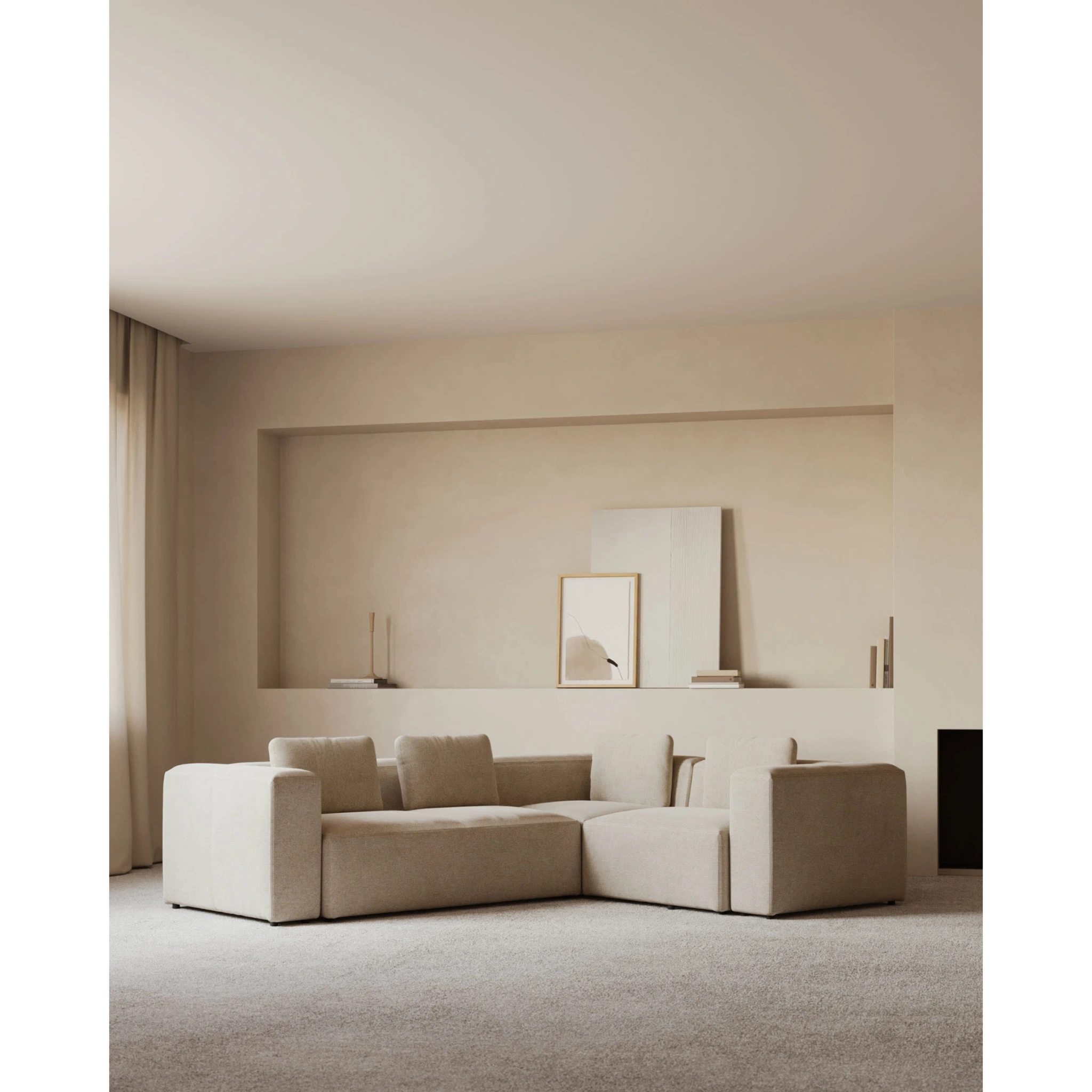 Kave Home Blok 3-Seat Corner Sofa, Beige