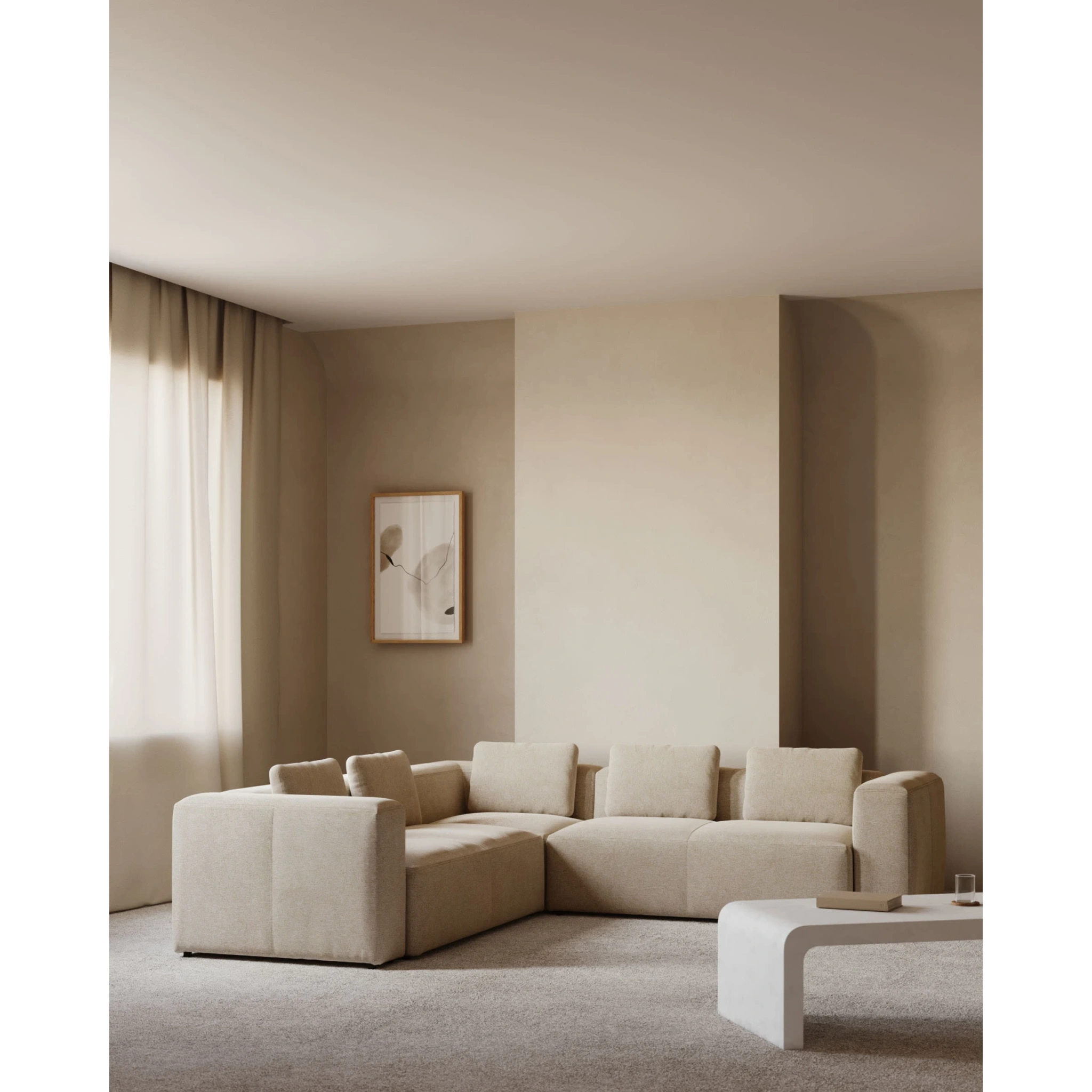 Kave Home Blok 4-Seat Corner Sofa, 290x290cm, Beige