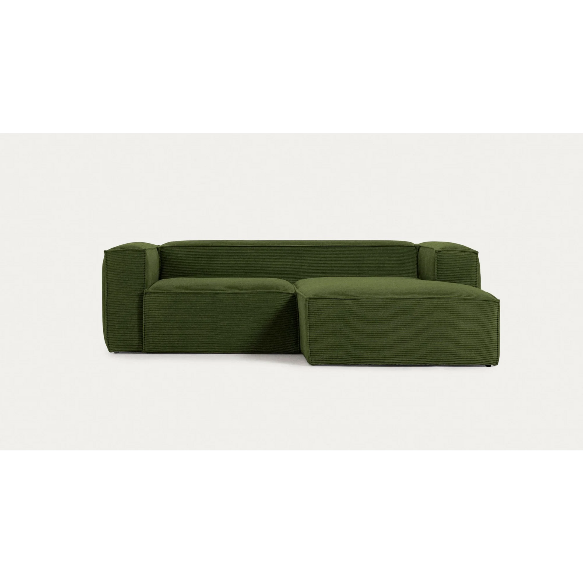 Kave Home Blok 2-Seat Modular Sofa with Right Chaise, Corduroy, Green