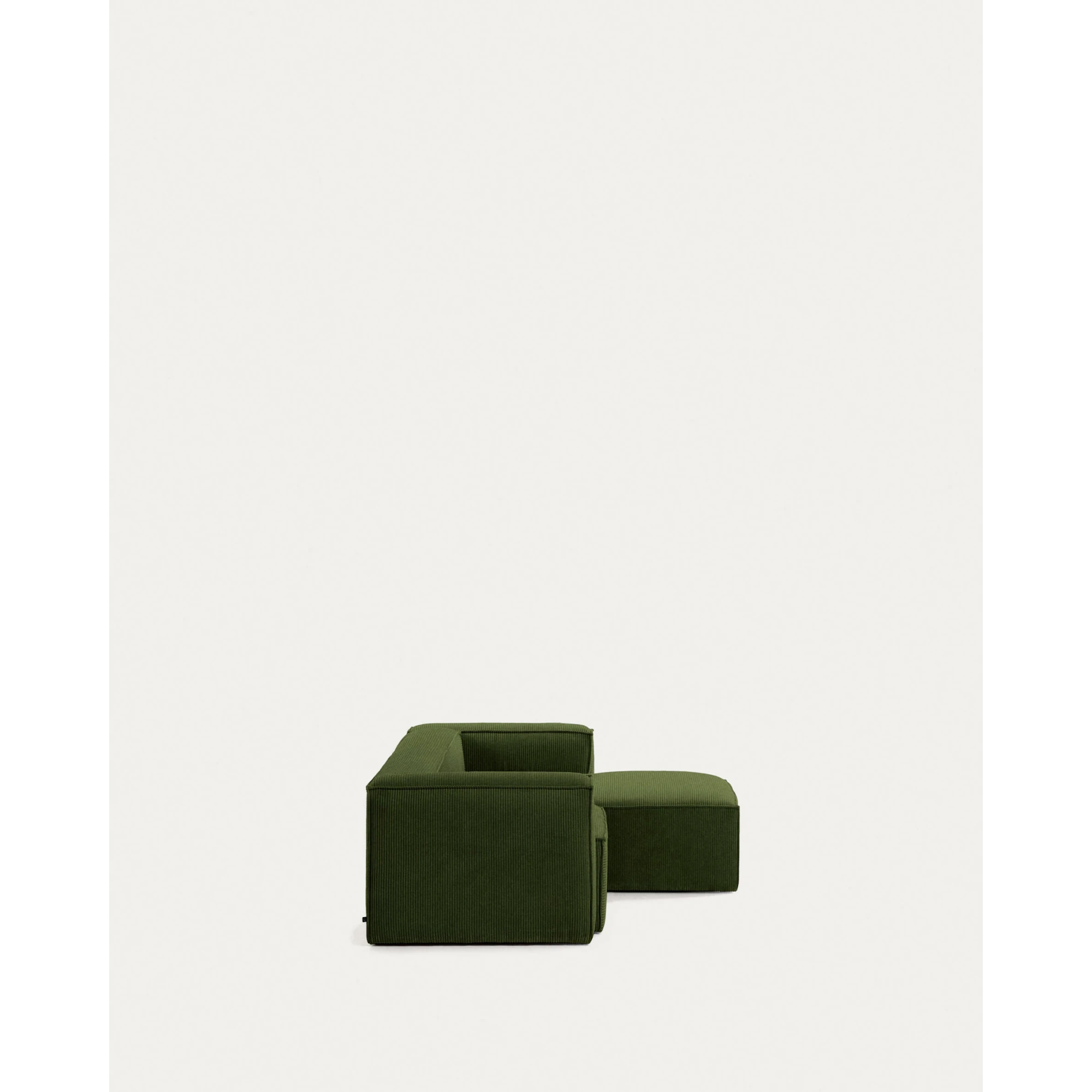 Kave Home Blok 2-Seat Modular Sofa with Right Chaise, Corduroy, Green
