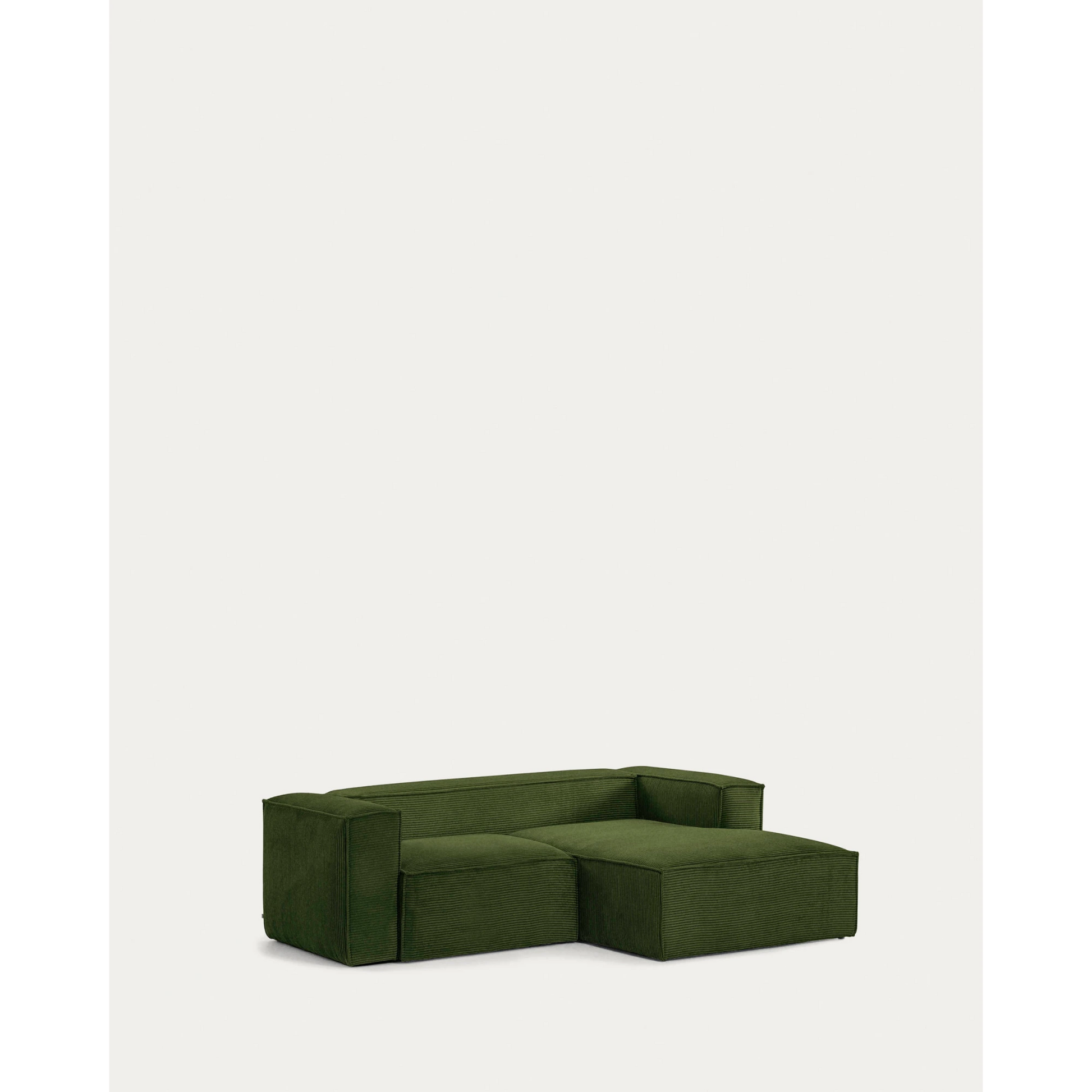 Kave Home Blok 2-Seat Modular Sofa with Right Chaise, Corduroy, Green