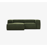 Kave Home Blok 2-Seat Modular Sofa with Left Chaise, Corduroy, Green