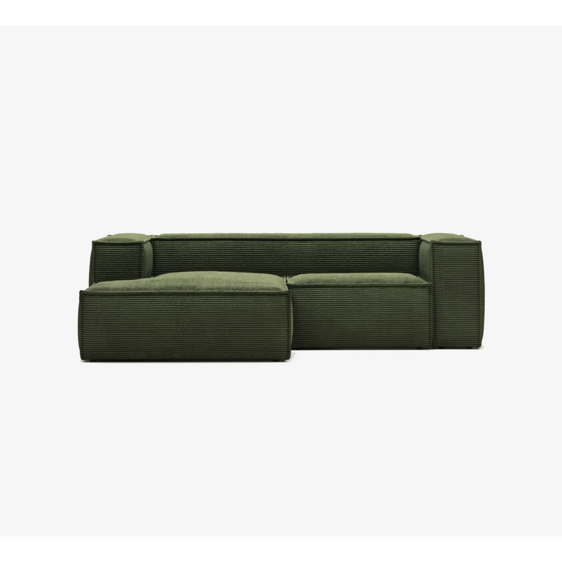 Kave Home Blok 2-Seat Modular Sofa with Left Chaise, Corduroy, Green