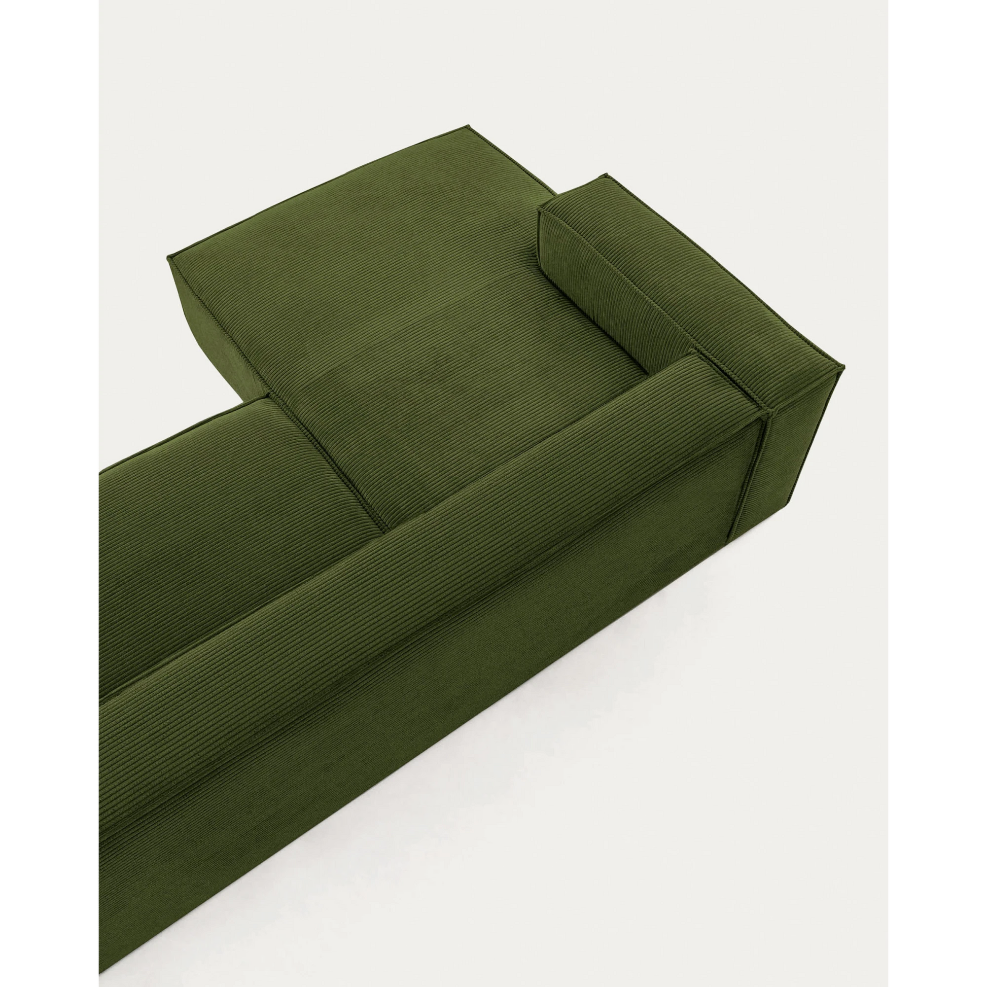 Kave Home Blok 2-Seat Modular Sofa with Left Chaise, Corduroy, Green