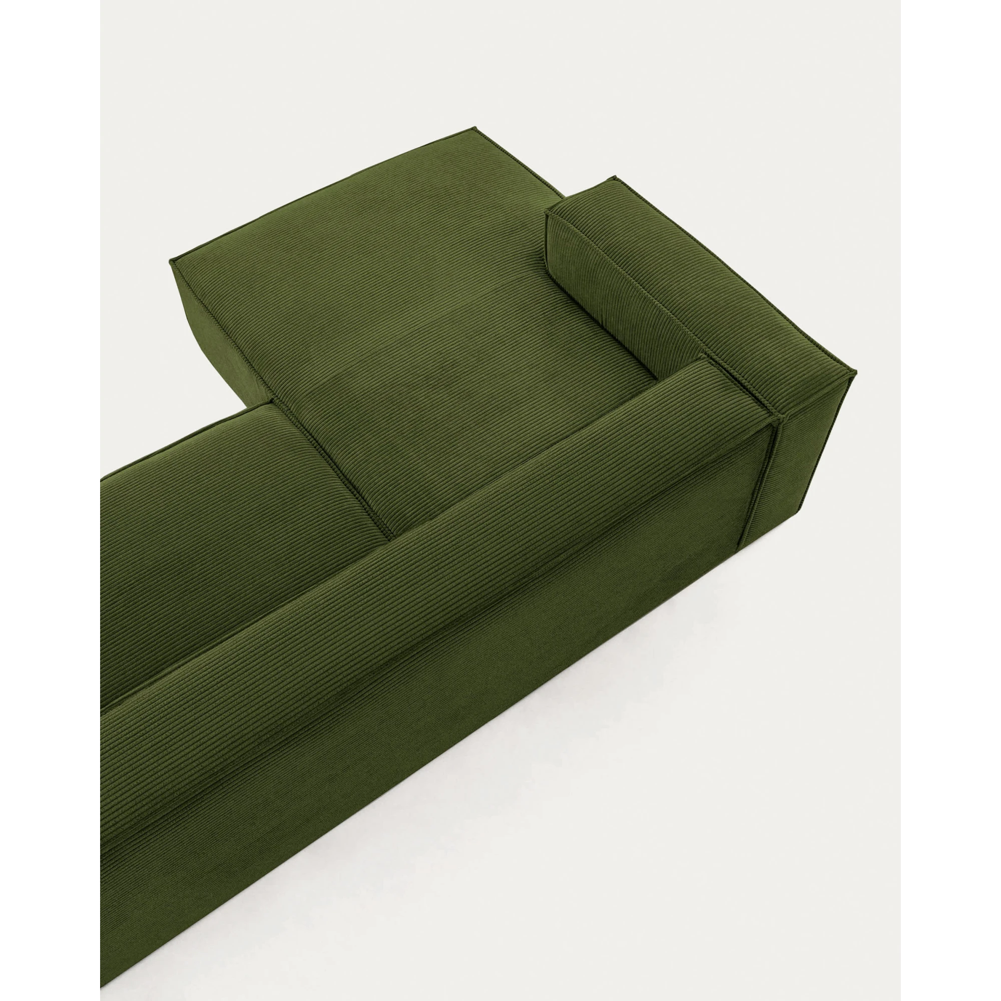 Kave Home Blok 2-Seat Modular Sofa with Left Chaise, Corduroy, Green