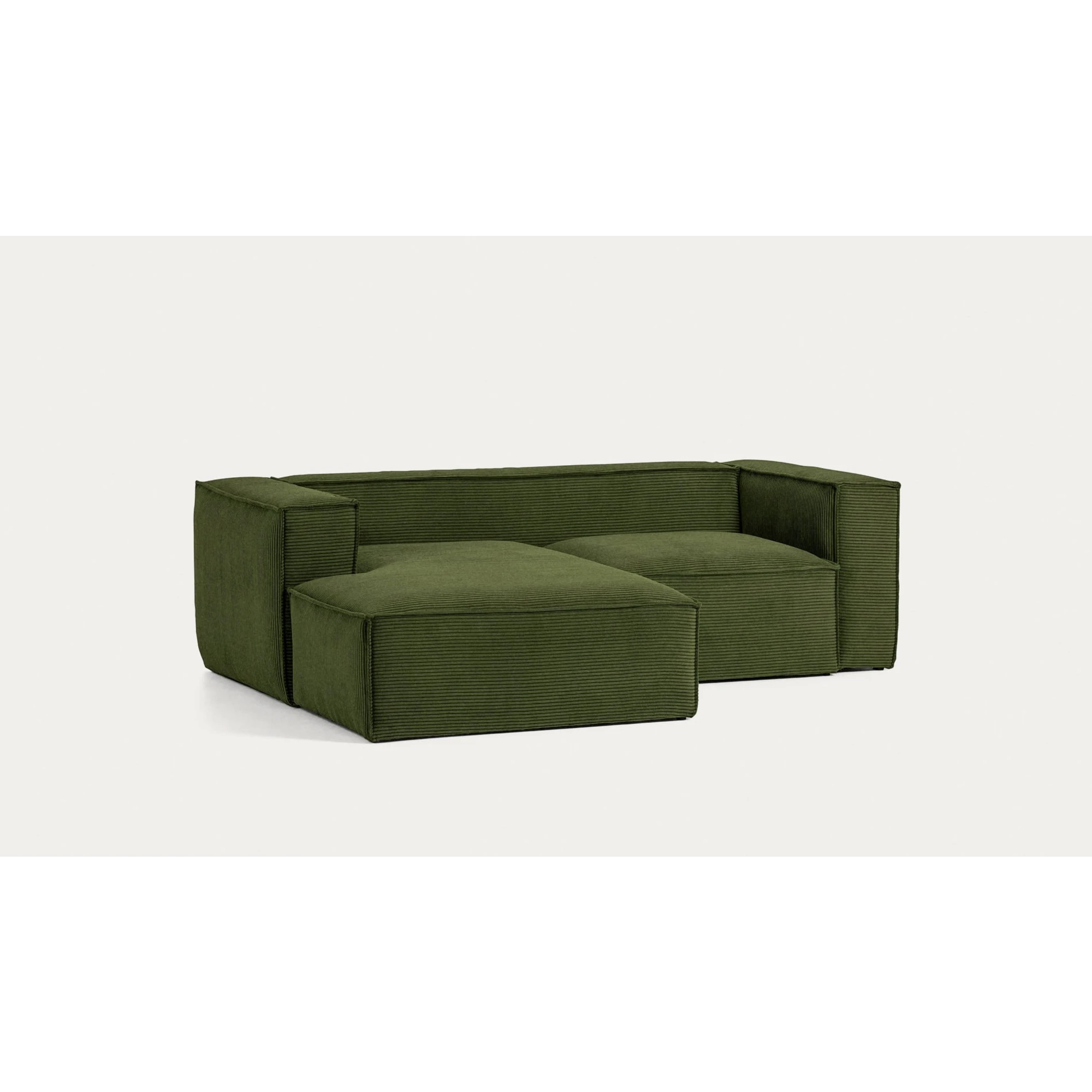 Kave Home Blok 2-Seat Modular Sofa with Left Chaise, Corduroy, Green